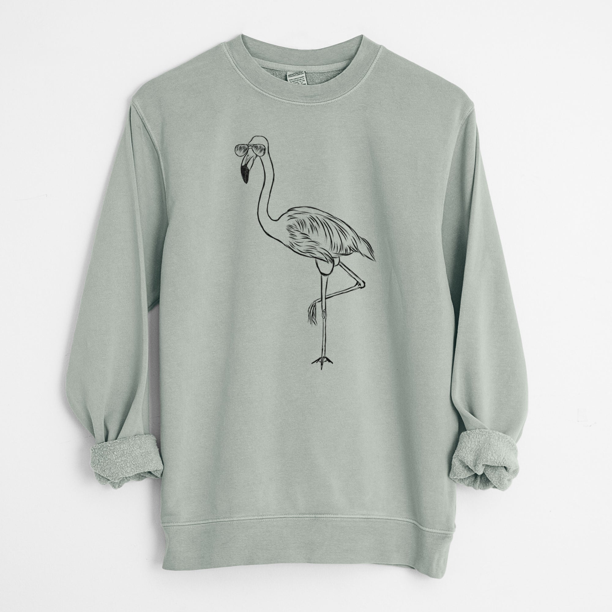 Aviator Mango the Flamingo - Unisex Pigment Dyed Crew Sweatshirt