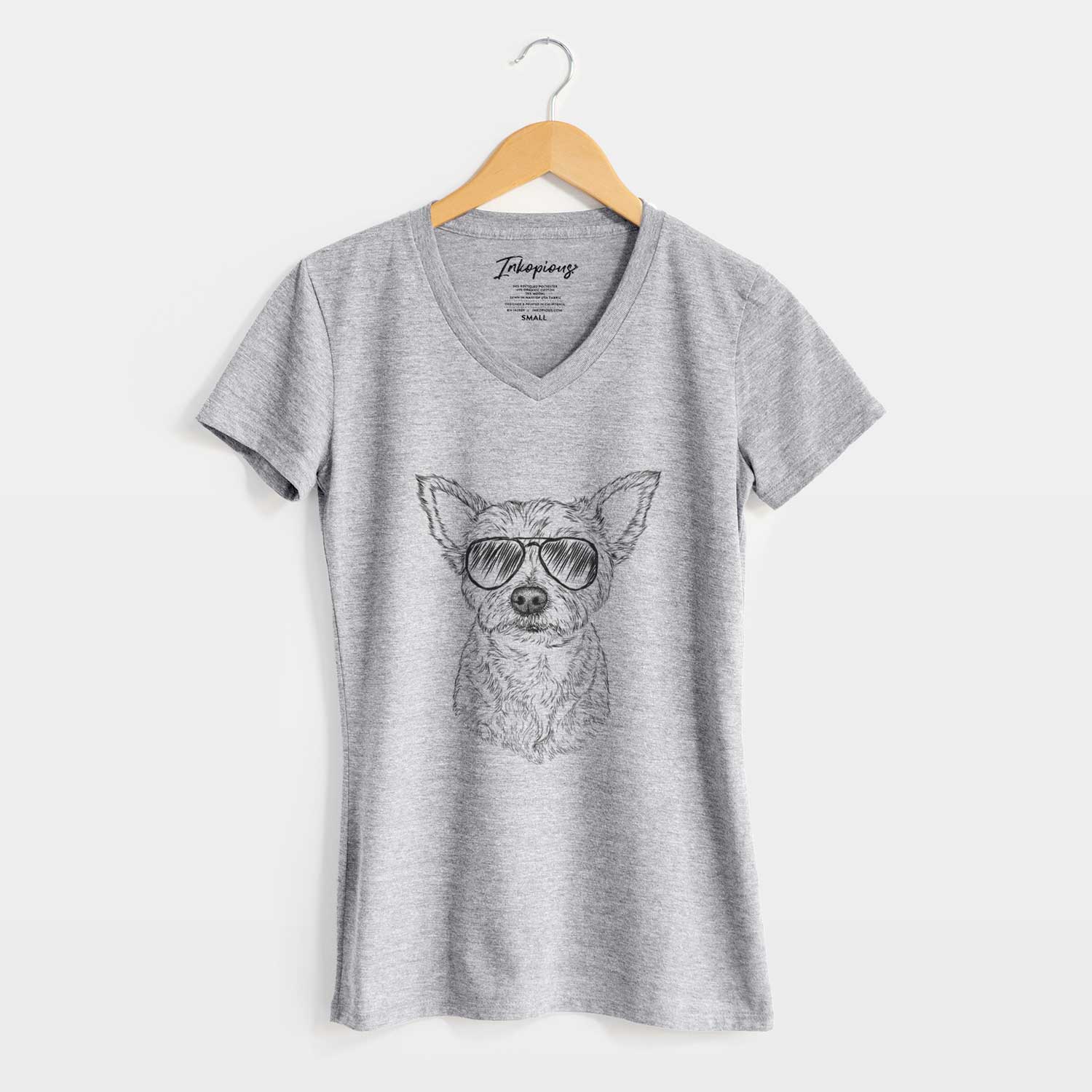 Aviator Mango the Yorker Cairn Terrier Mix - Women's V-neck Shirt