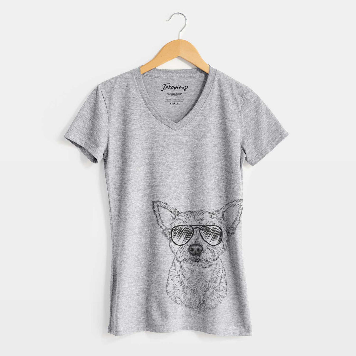 Aviator Mango the Yorker Cairn Terrier Mix - Women&#39;s V-neck Shirt