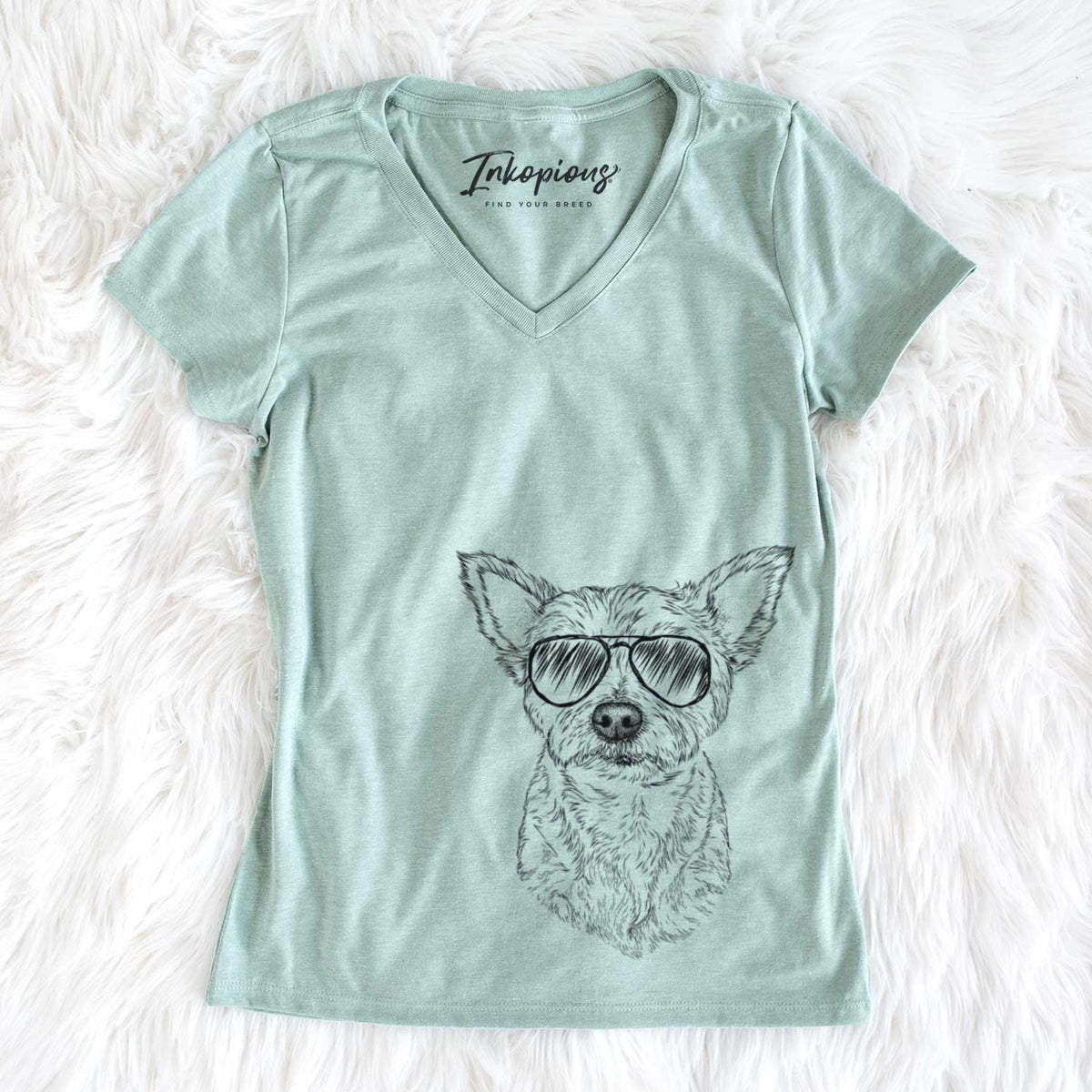 Aviator Mango the Yorker Cairn Terrier Mix - Women's V-neck Shirt