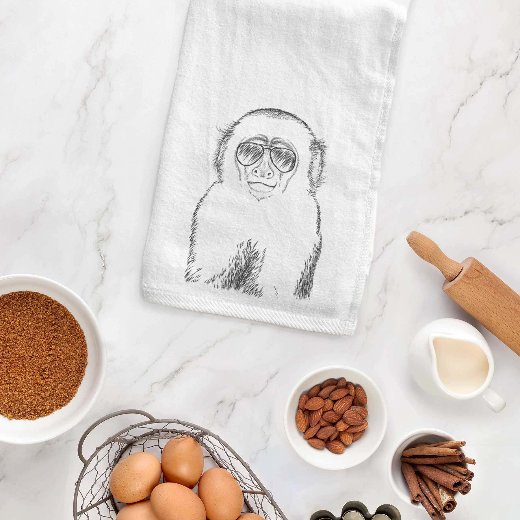 Marcel the Capuchin Monkey Decorative Hand Towel