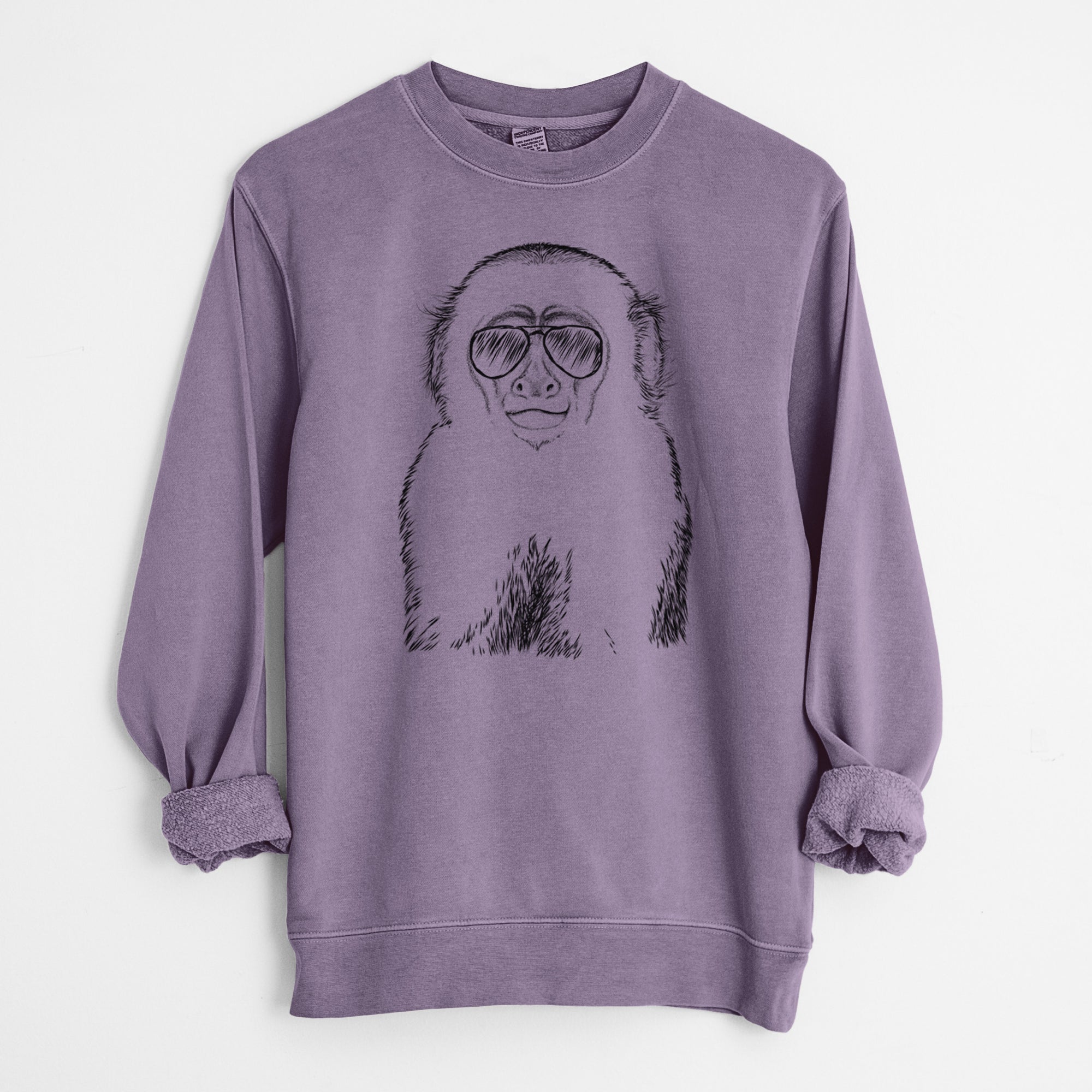 Aviator Marcel the Capuchin Monkey - Unisex Pigment Dyed Crew Sweatshirt