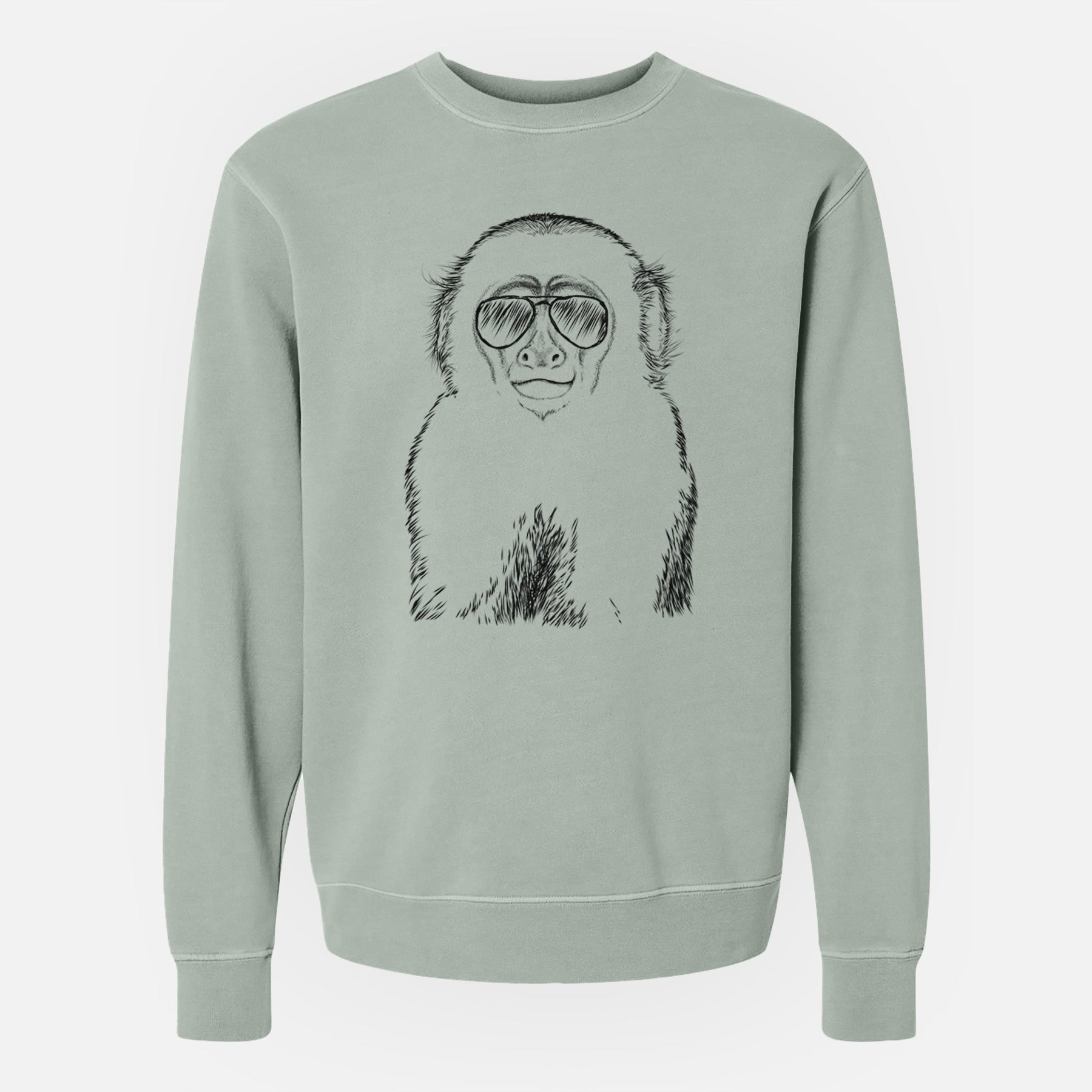 Aviator Marcel the Capuchin Monkey - Unisex Pigment Dyed Crew Sweatshirt