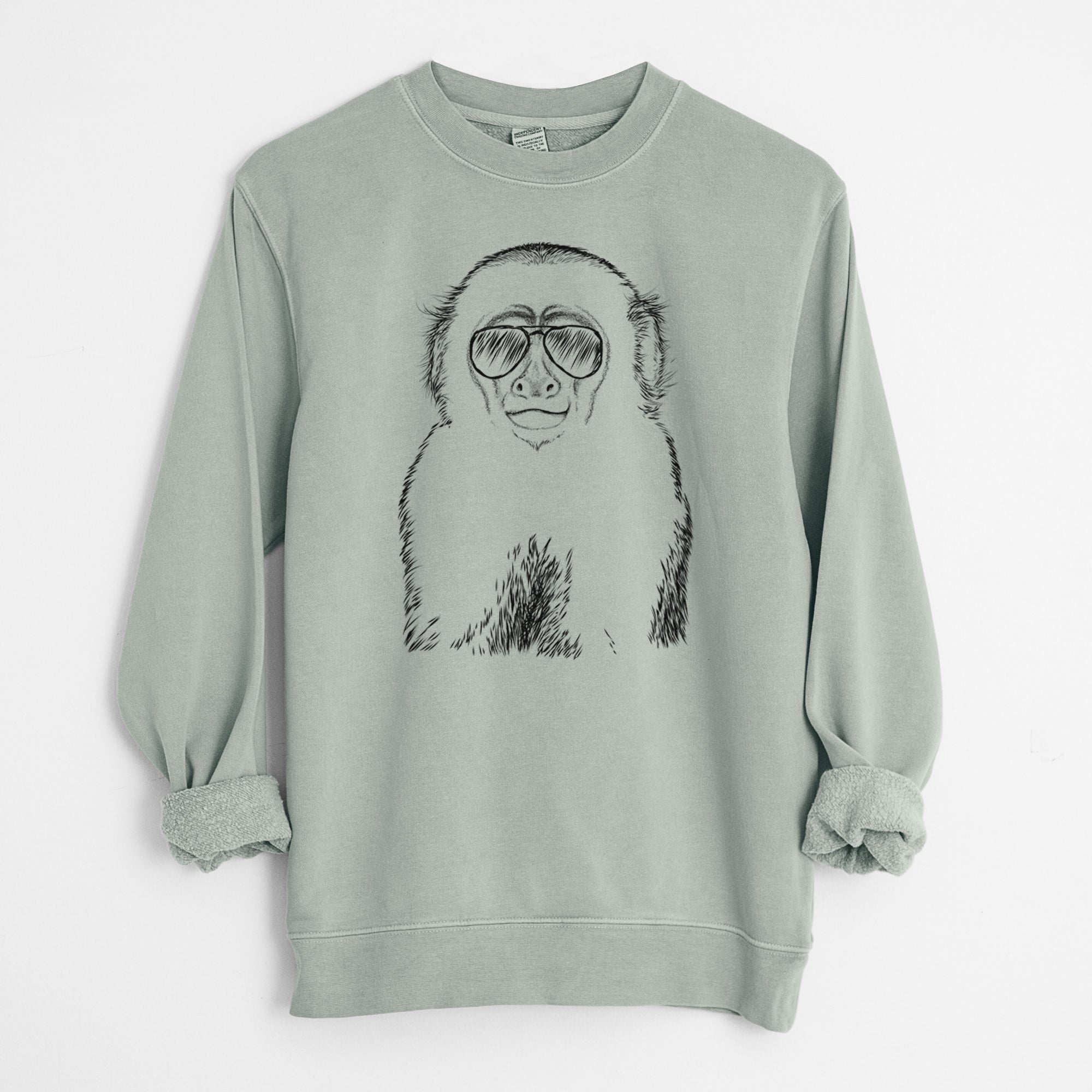 Aviator Marcel the Capuchin Monkey - Unisex Pigment Dyed Crew Sweatshirt