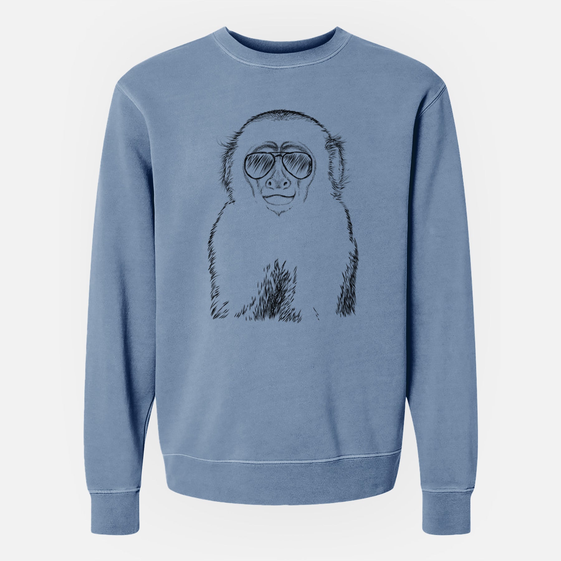 Aviator Marcel the Capuchin Monkey - Unisex Pigment Dyed Crew Sweatshirt