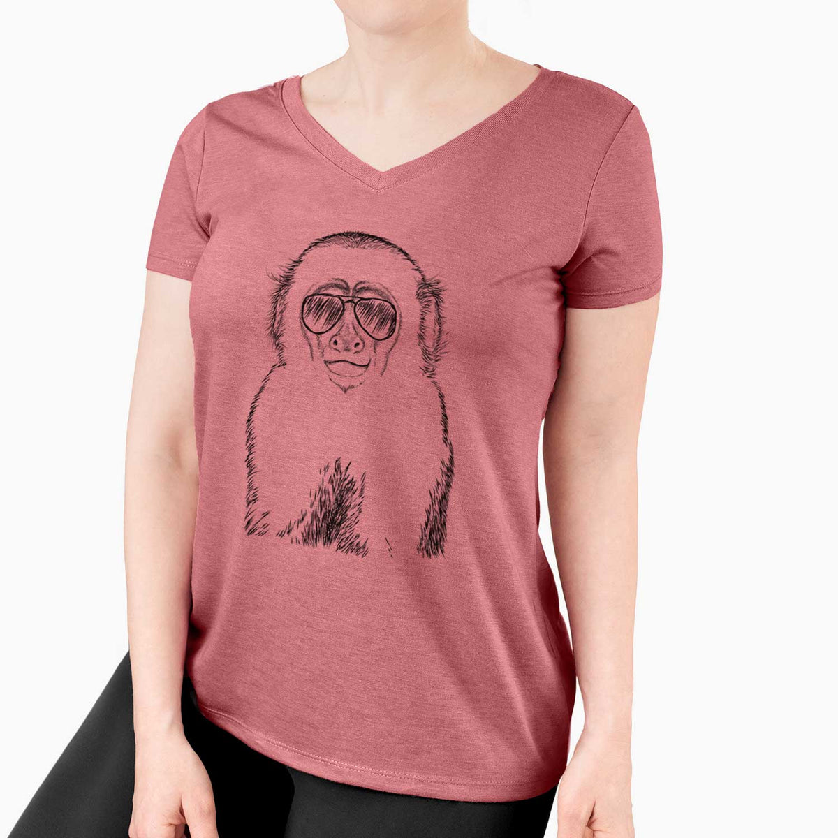 Aviator Marcel the Capuchin Monkey - Women's V-neck Shirt