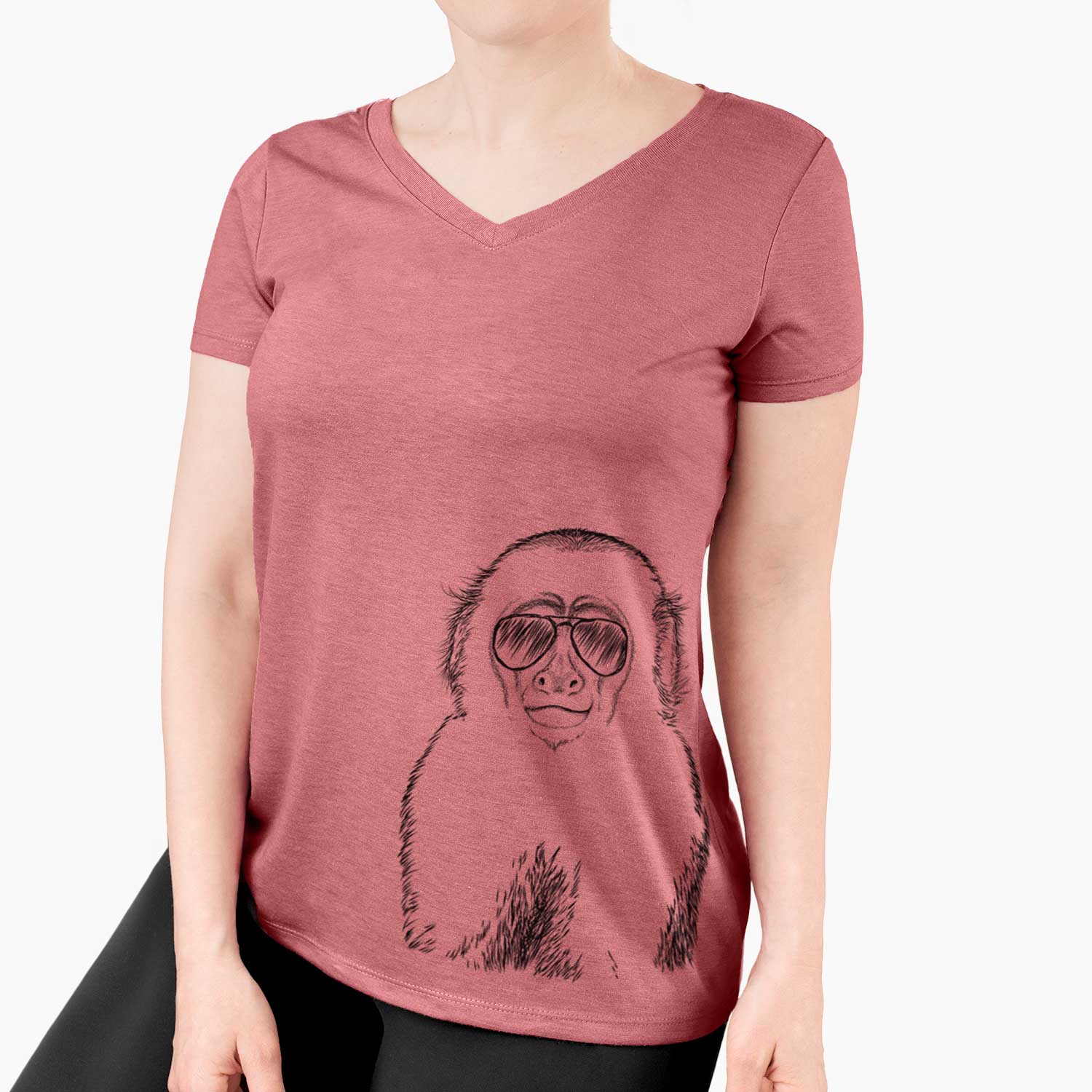 Aviator Marcel the Capuchin Monkey - Women's V-neck Shirt