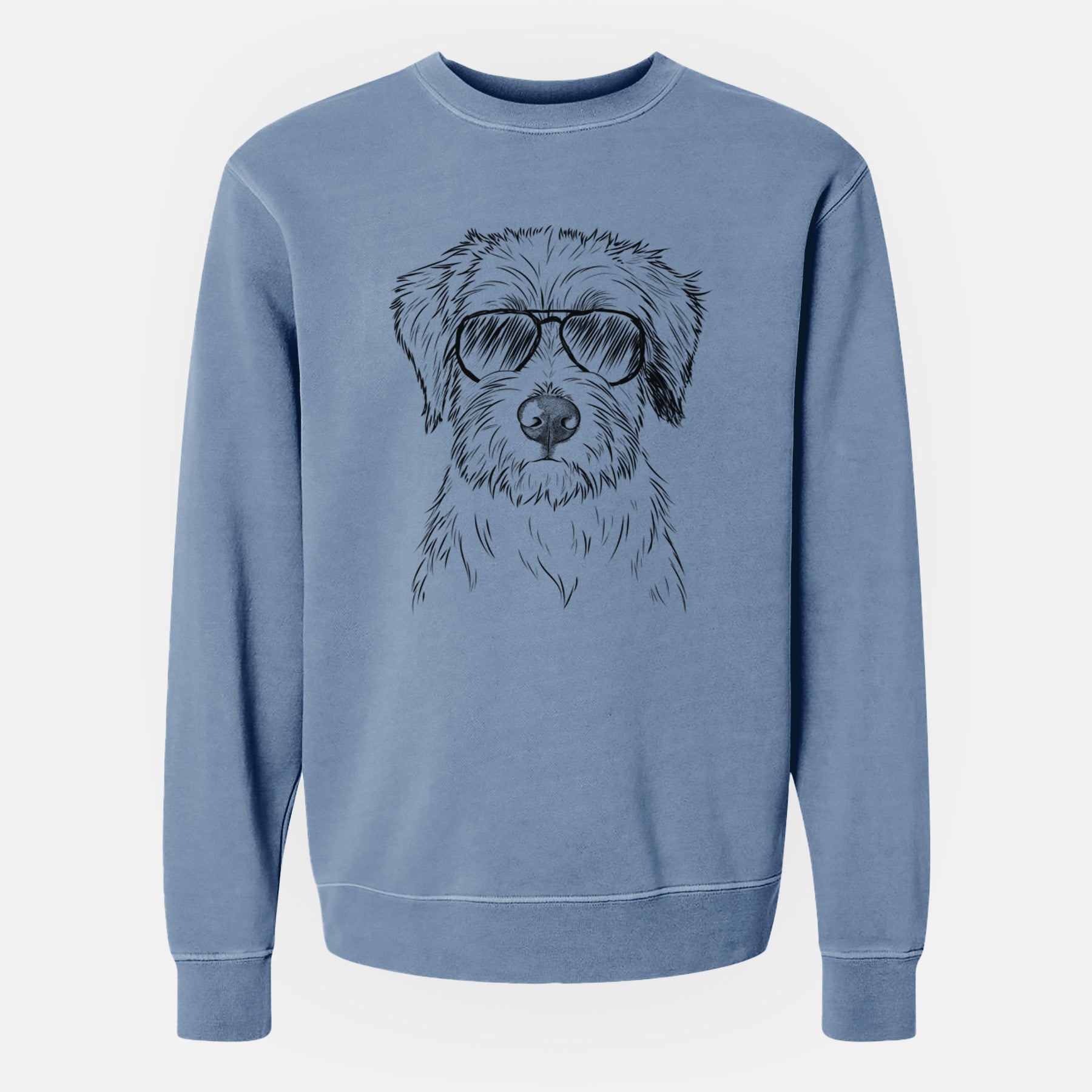 Aviator Marek the Bernedoodle - Unisex Pigment Dyed Crew Sweatshirt