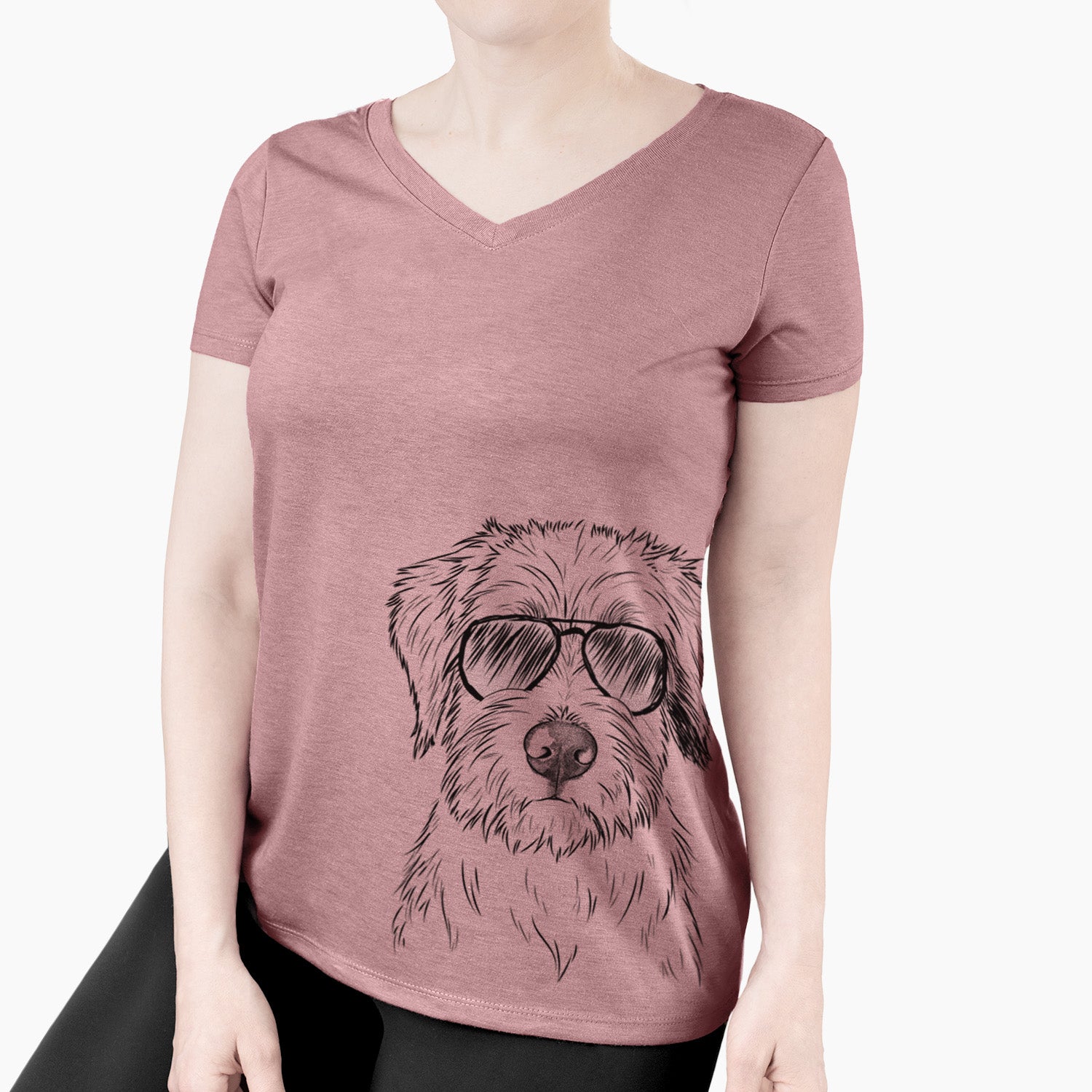 Aviator Marek the Bernedoodle - Women's V-neck Shirt