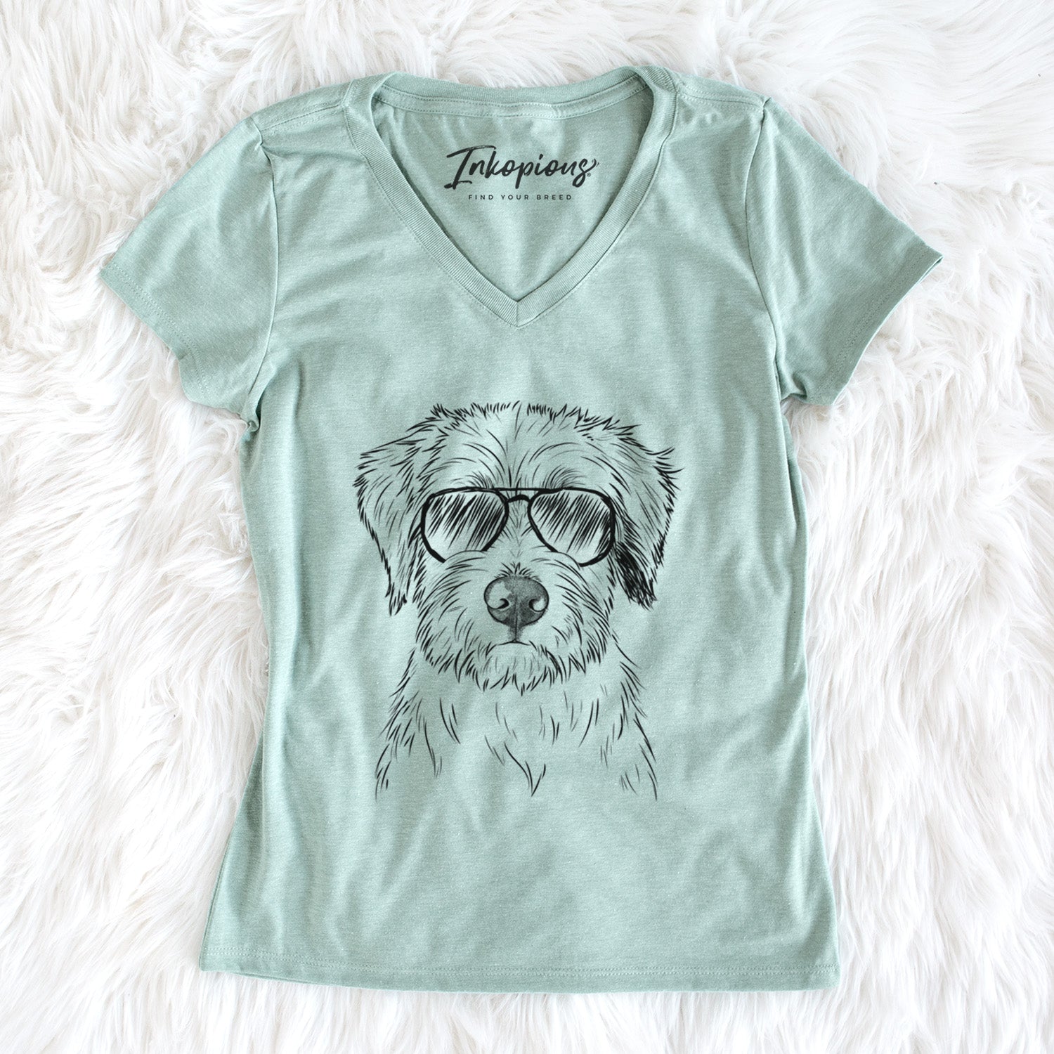 Aviator Marek the Bernedoodle - Women's V-neck Shirt