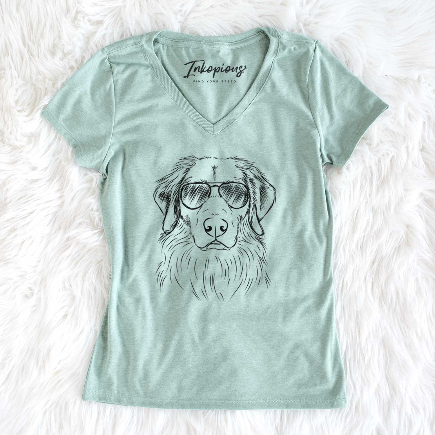 Aviator Marley the Golden Retriever - Women's V-neck Shirt