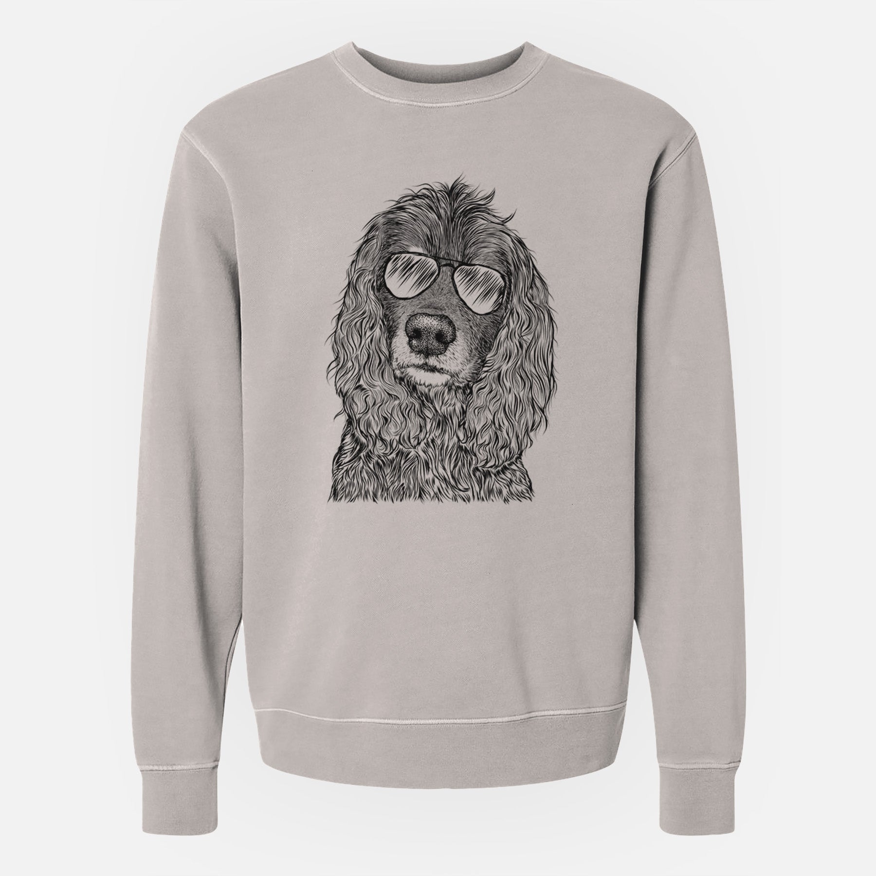 Aviator Marley Boy the American Cocker Spaniel - Unisex Pigment Dyed Crew Sweatshirt