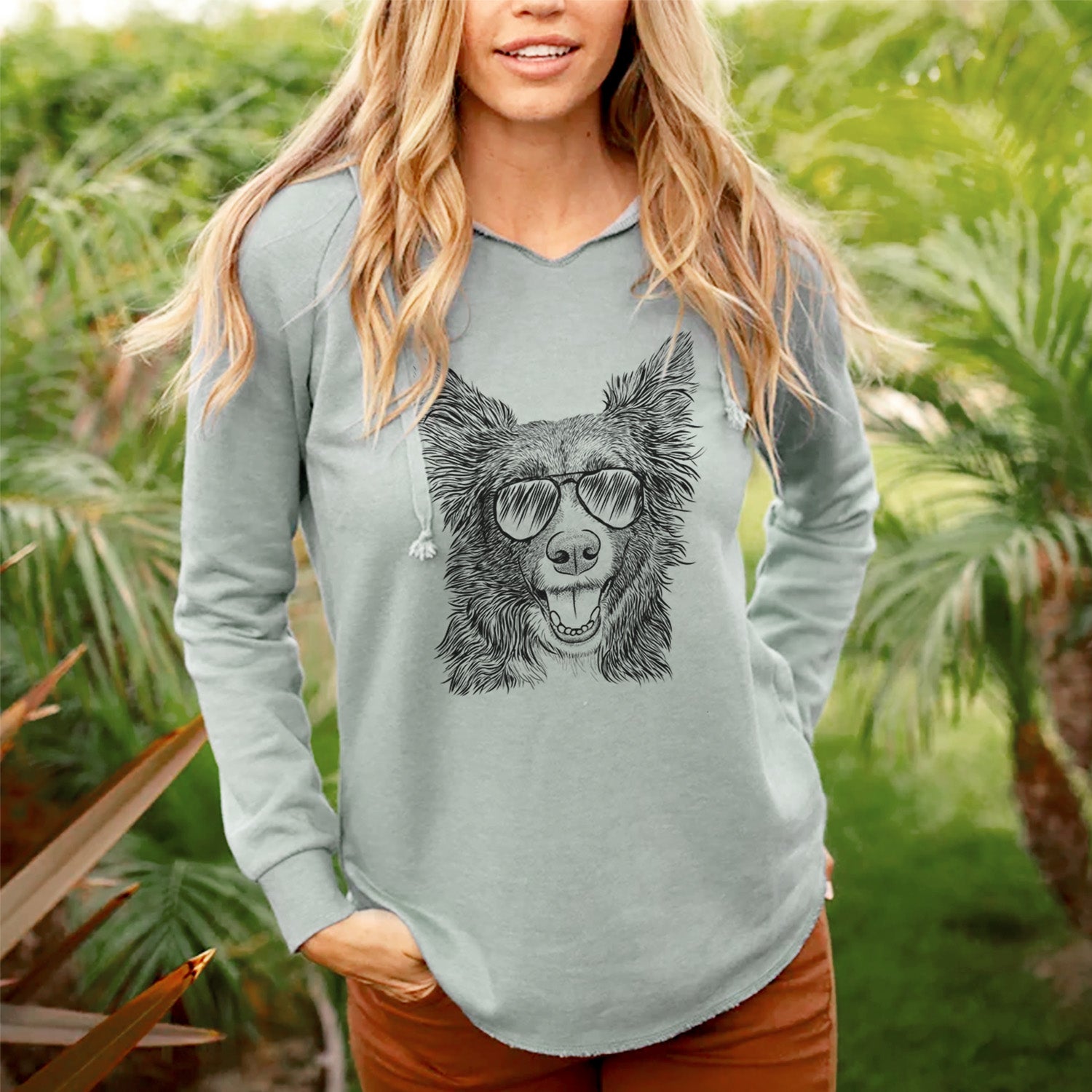 Aviator Marti the Border Collie - Cali Wave Hooded Sweatshirt