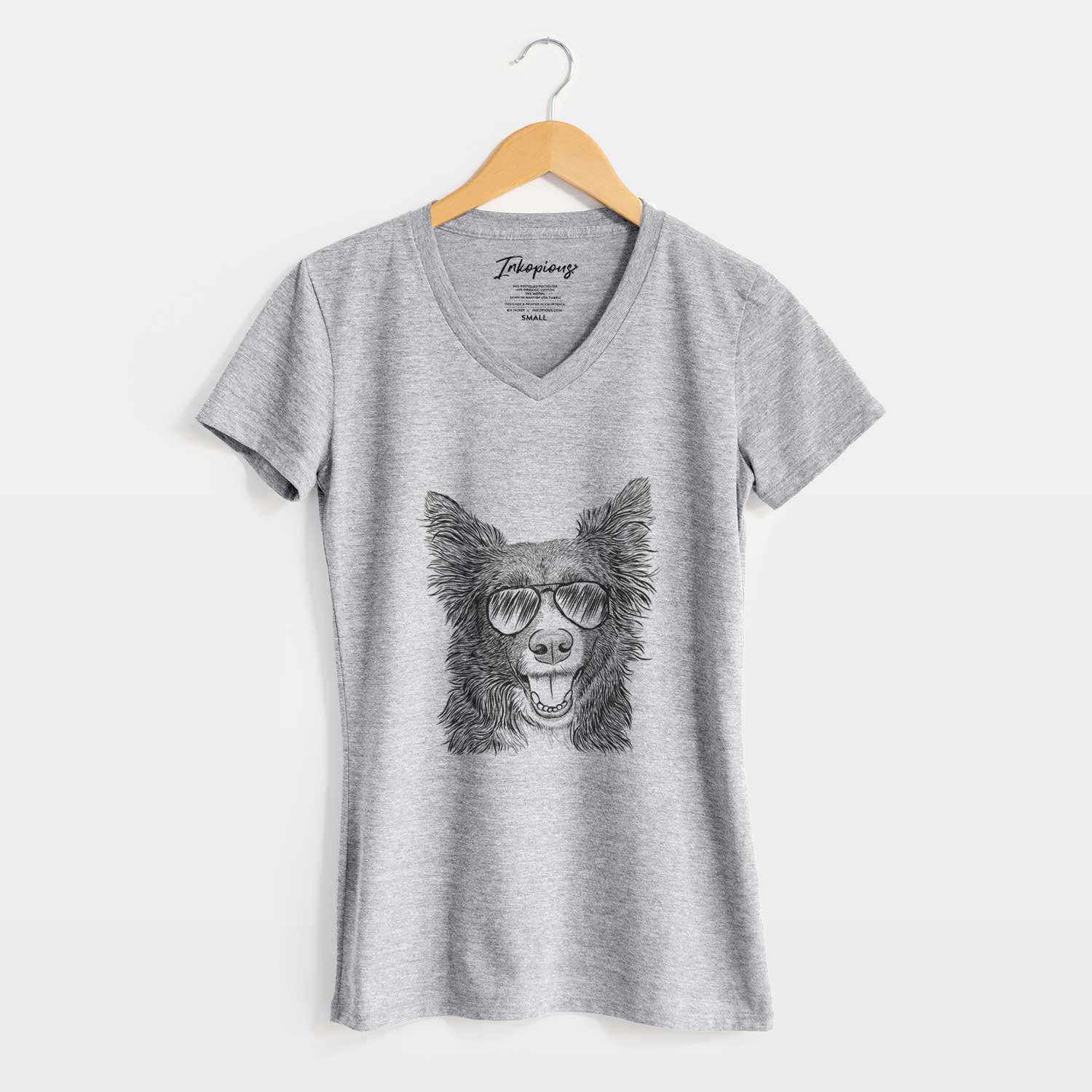 Aviator Marti the Border Collie - Women's V-neck Shirt