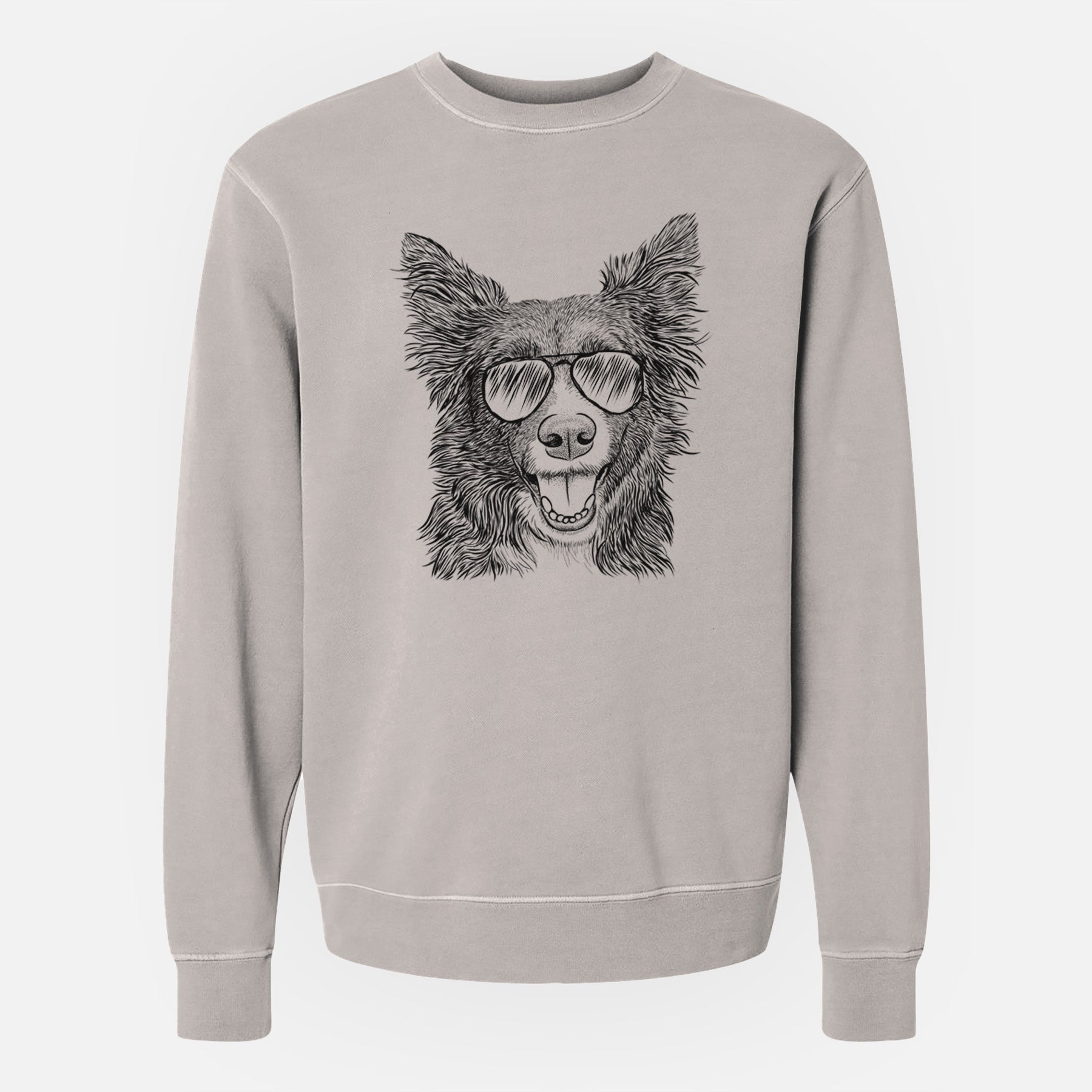 Aviator Marti the Border Collie - Unisex Pigment Dyed Crew Sweatshirt