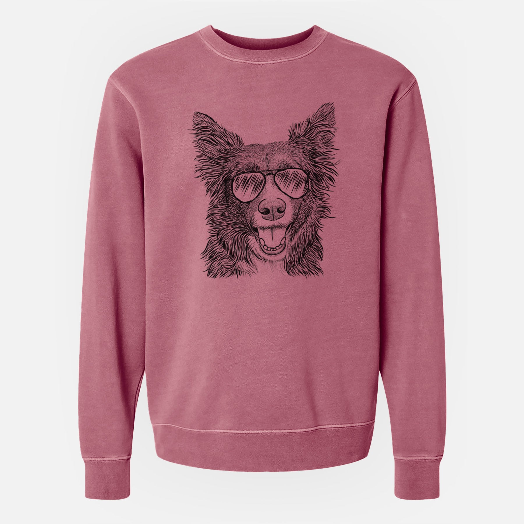 Aviator Marti the Border Collie - Unisex Pigment Dyed Crew Sweatshirt