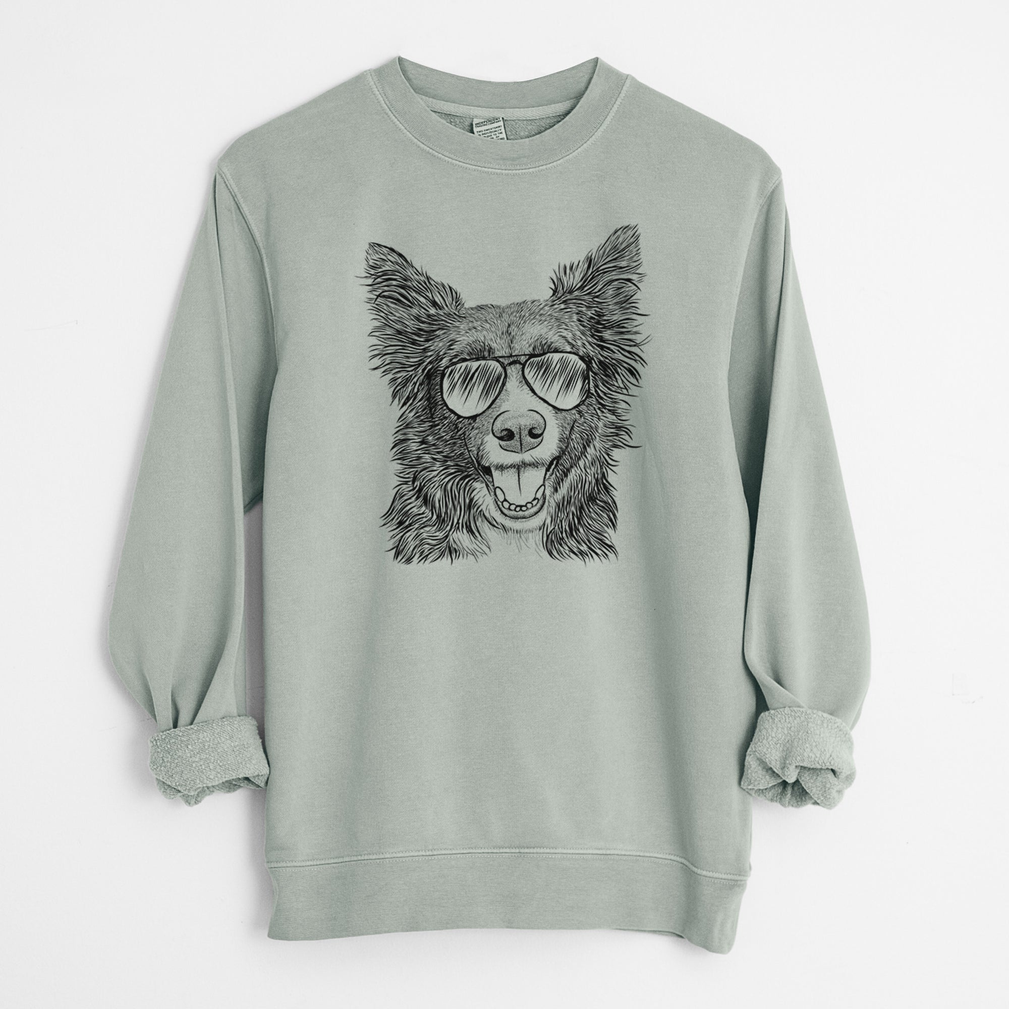 Aviator Marti the Border Collie - Unisex Pigment Dyed Crew Sweatshirt