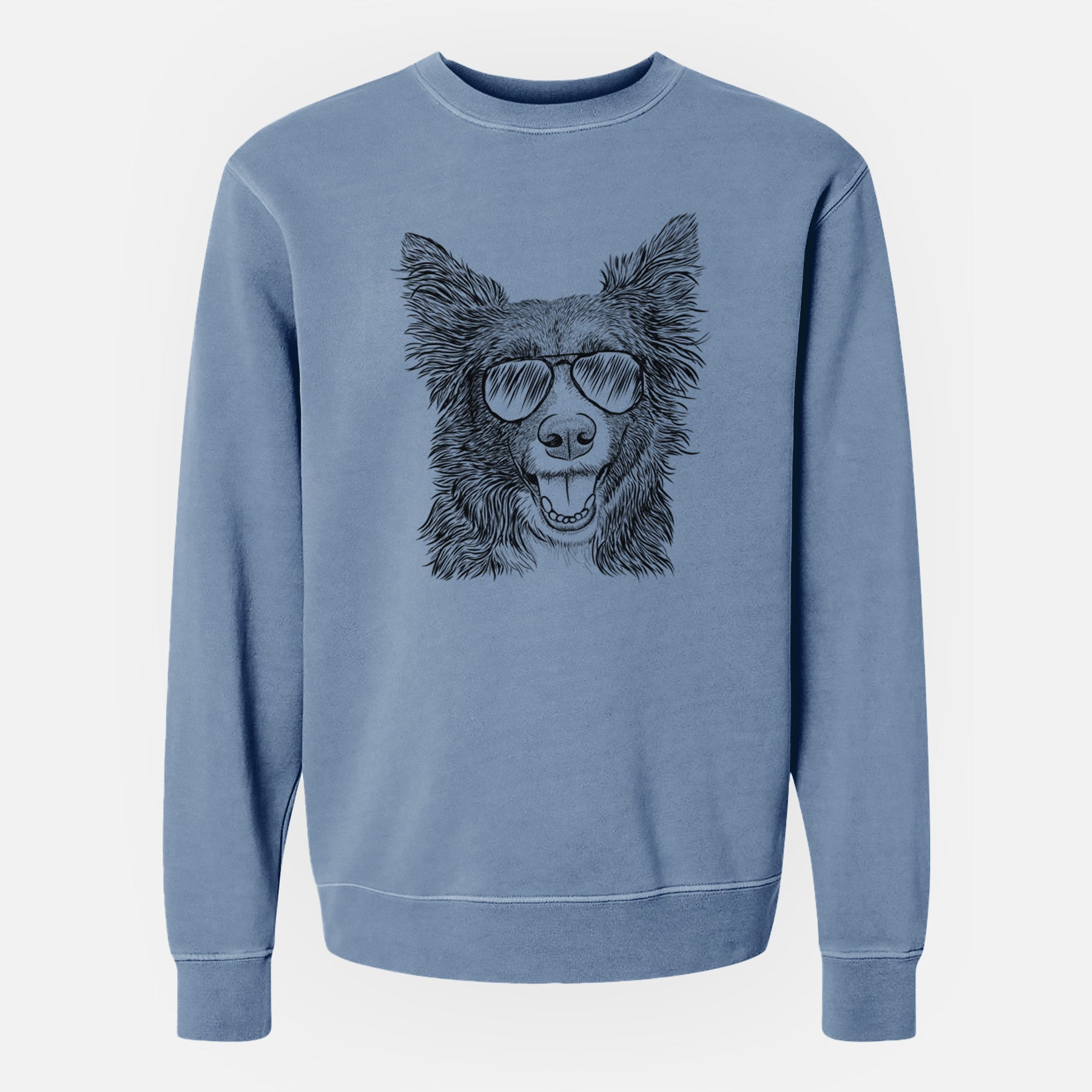 Aviator Marti the Border Collie - Unisex Pigment Dyed Crew Sweatshirt