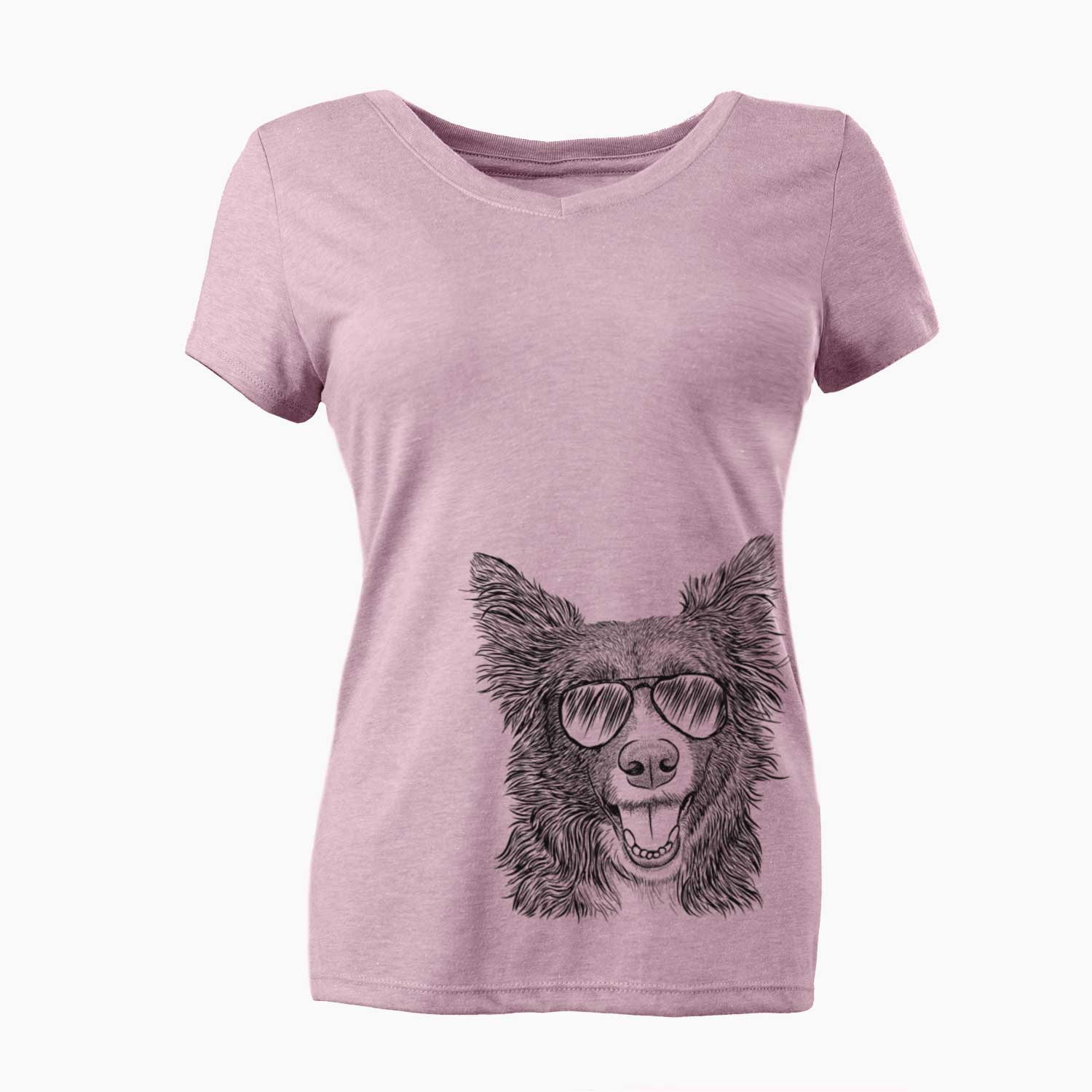 Aviator Marti the Border Collie - Women's V-neck Shirt