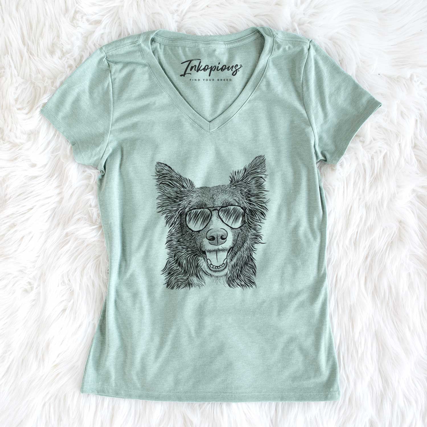 Aviator Marti the Border Collie - Women's V-neck Shirt