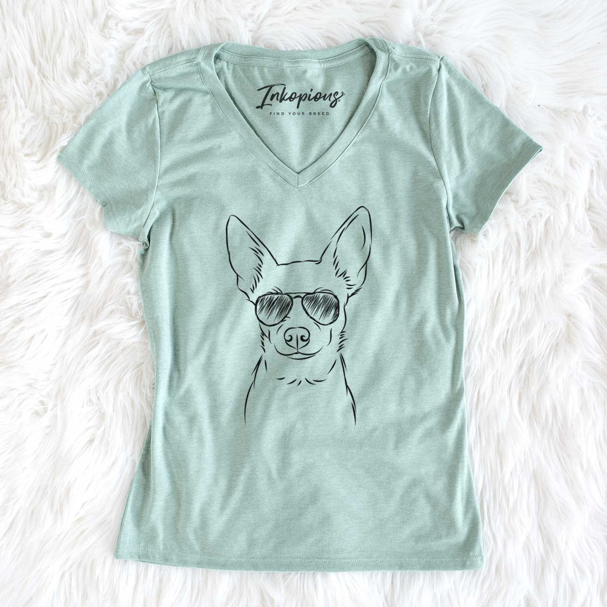 Aviator Martini the Chihuahua - Women's V-neck Shirt