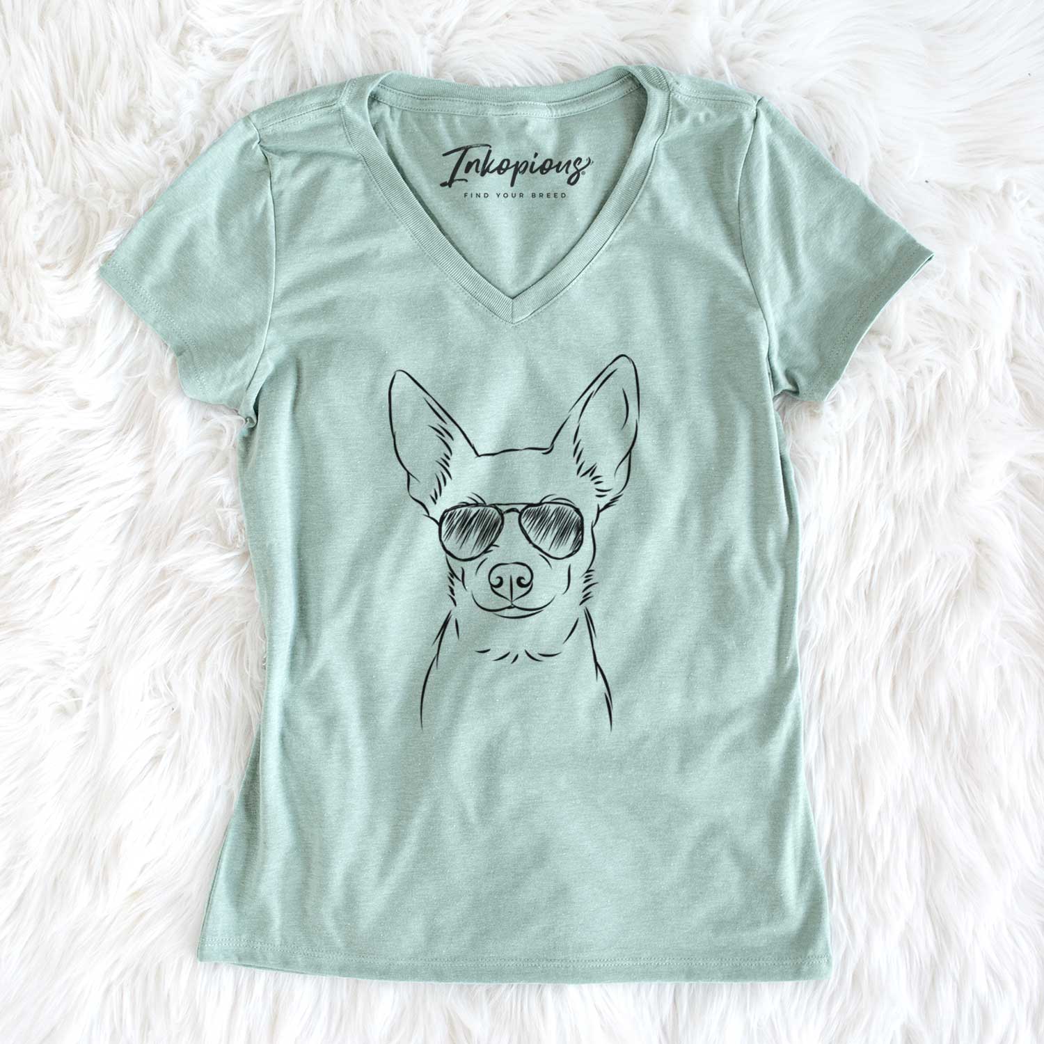 Aviator Martini the Chihuahua - Women's V-neck Shirt