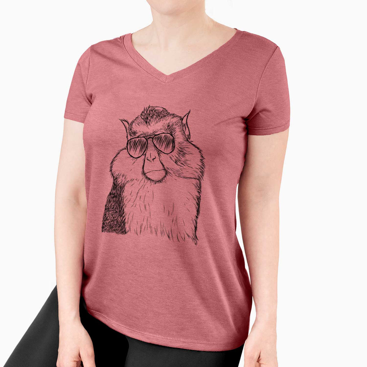 Aviator Matata the Mona Monkey - Women's V-neck Shirt