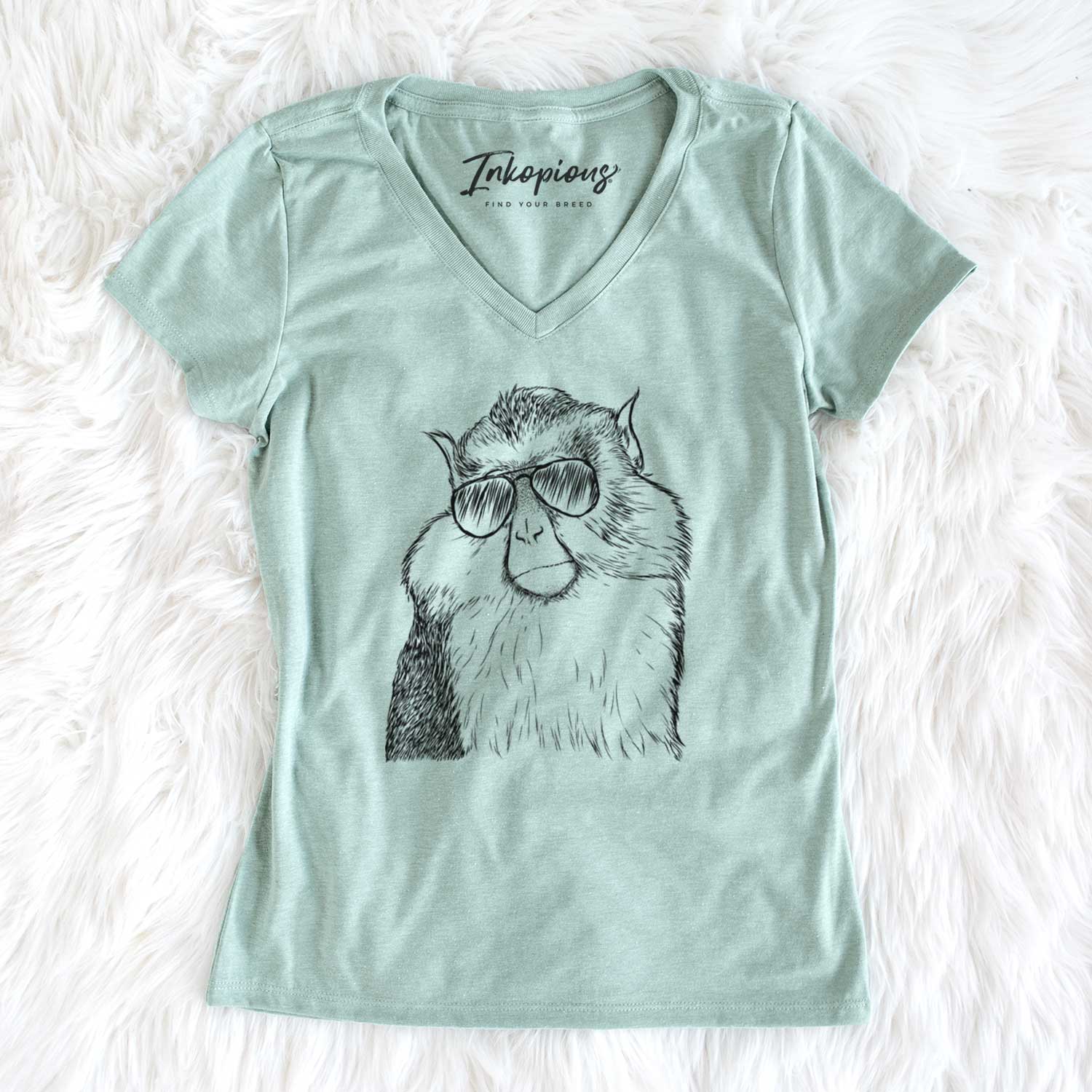 Aviator Matata the Mona Monkey - Women's V-neck Shirt