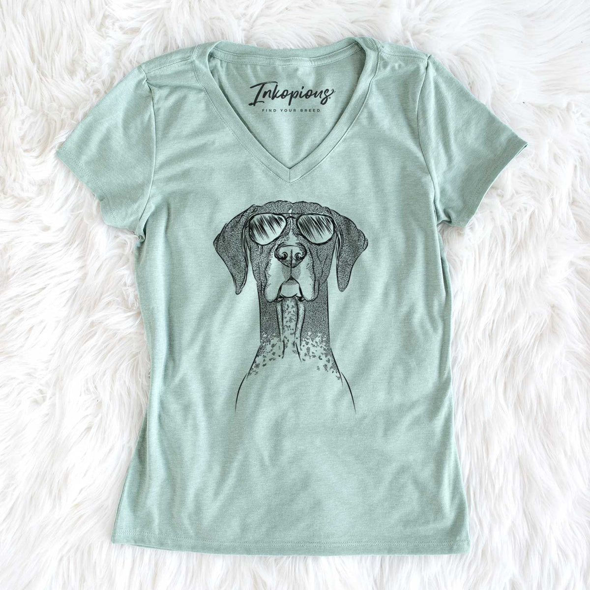 Aviator Mattis the German Shorthaired Pointer - Women's V-neck Shirt