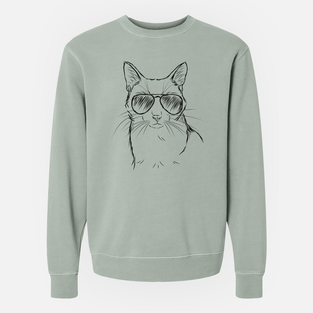 Aviator Maverick the Cat - Unisex Pigment Dyed Crew Sweatshirt
