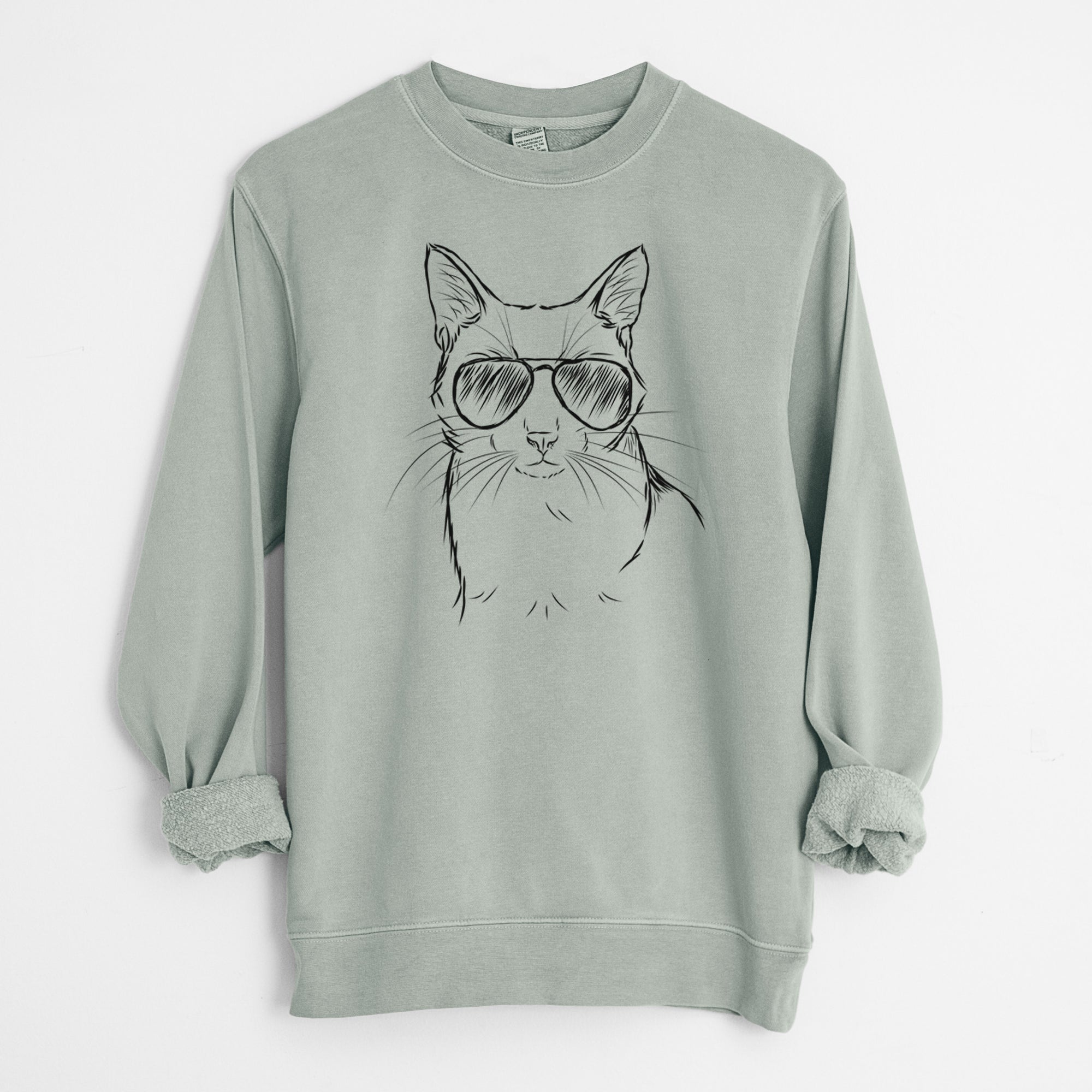 Aviator Maverick the Cat - Unisex Pigment Dyed Crew Sweatshirt