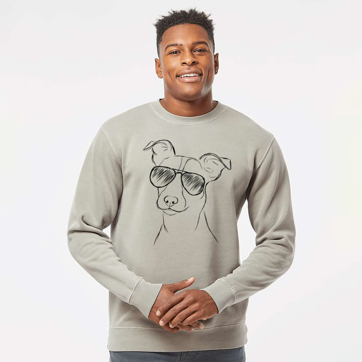 Aviator Max the Jack Russell Terrier - Unisex Pigment Dyed Crew Sweatshirt