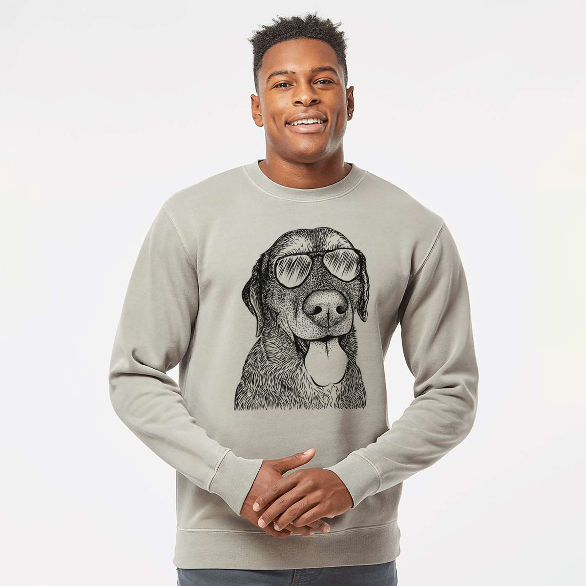 Aviator Max the Labrador Retriever - Unisex Pigment Dyed Crew Sweatshirt