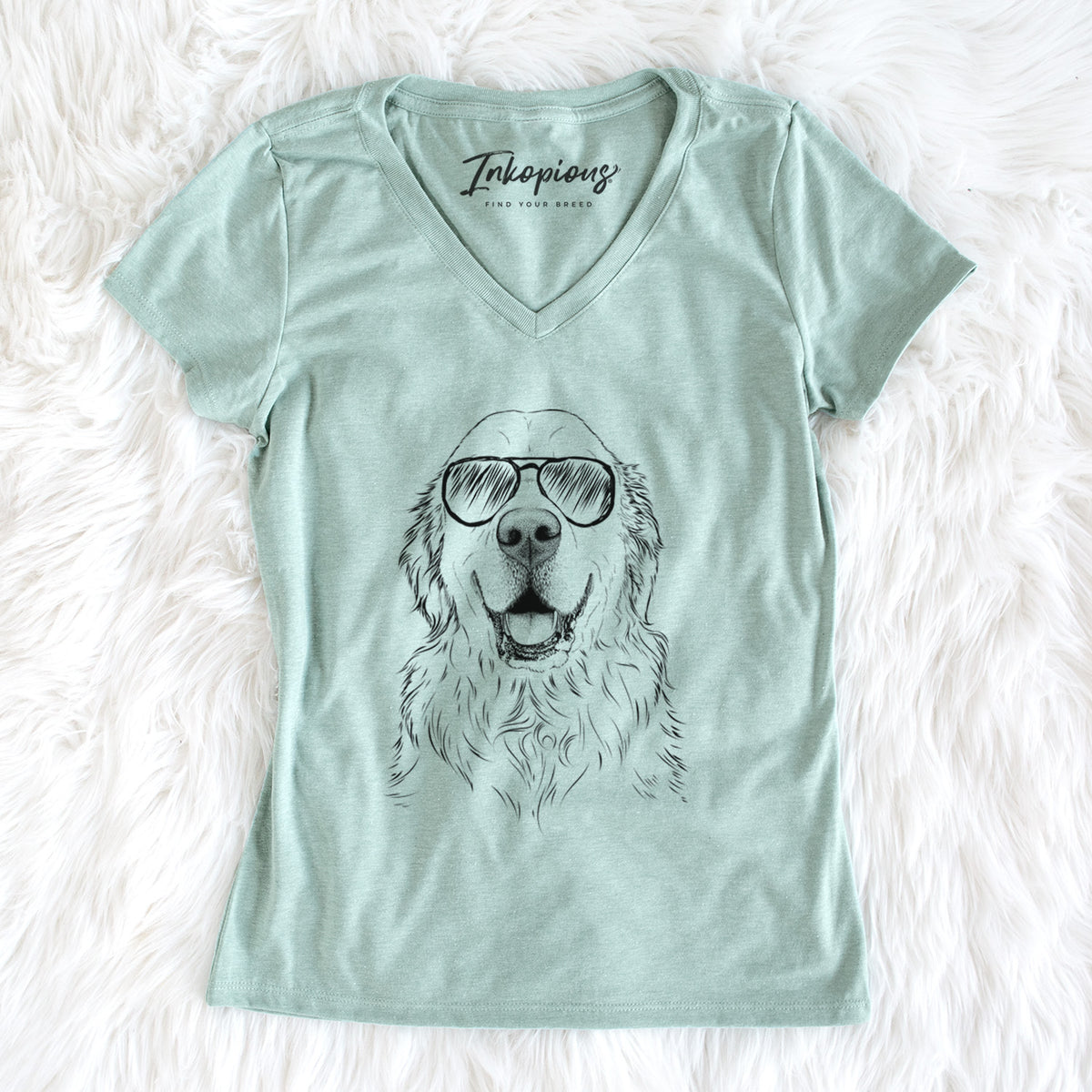 Aviator Maximus the Golden Retriever - Women's V-neck Shirt