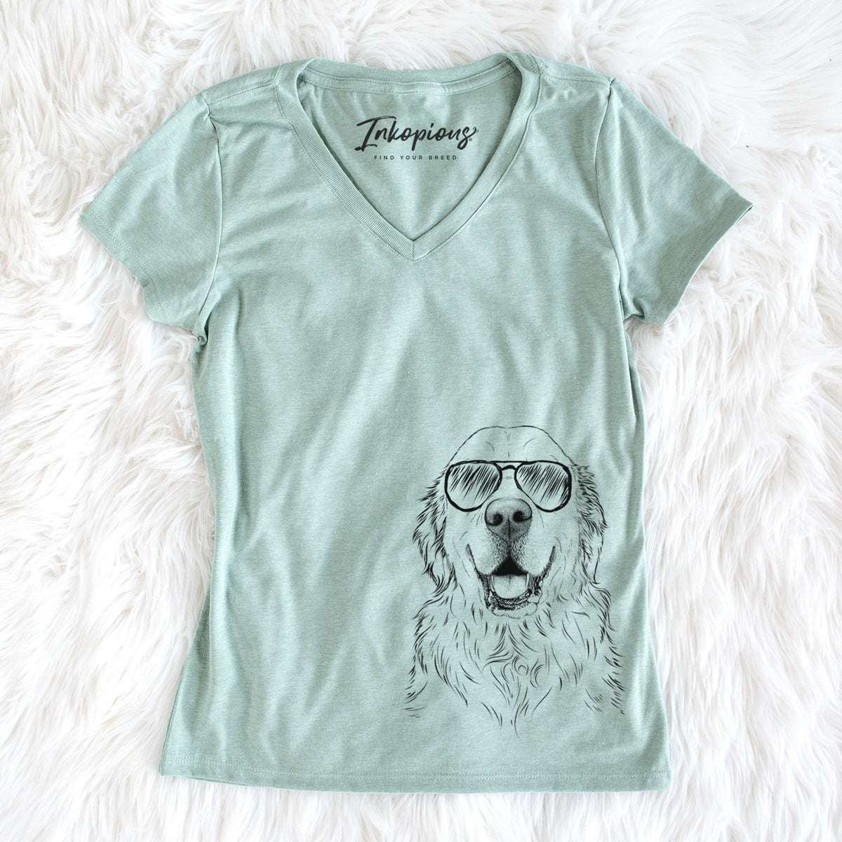 Aviator Maximus the Golden Retriever - Women's V-neck Shirt