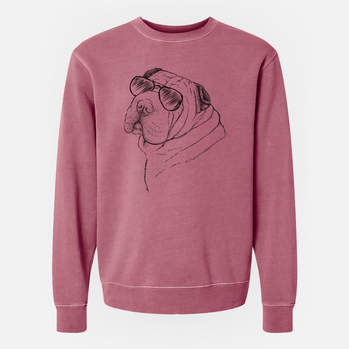 Aviator Maximus the Shar Pei - Unisex Pigment Dyed Crew Sweatshirt