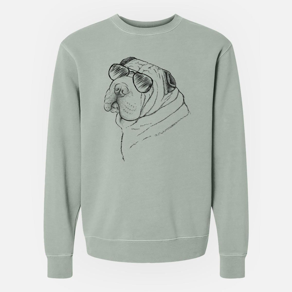 Aviator Maximus the Shar Pei - Unisex Pigment Dyed Crew Sweatshirt