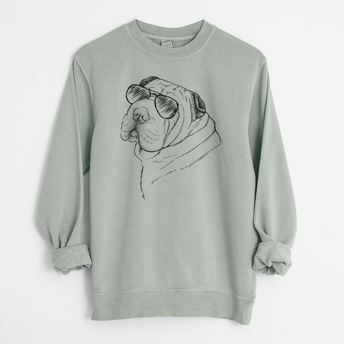 Aviator Maximus the Shar Pei - Unisex Pigment Dyed Crew Sweatshirt