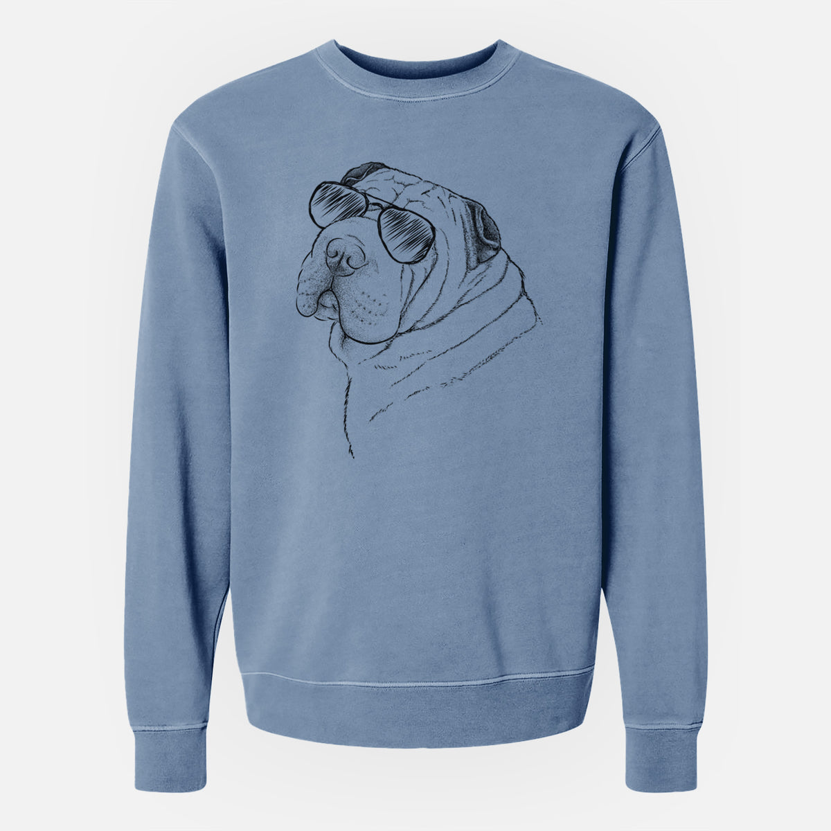 Aviator Maximus the Shar Pei - Unisex Pigment Dyed Crew Sweatshirt
