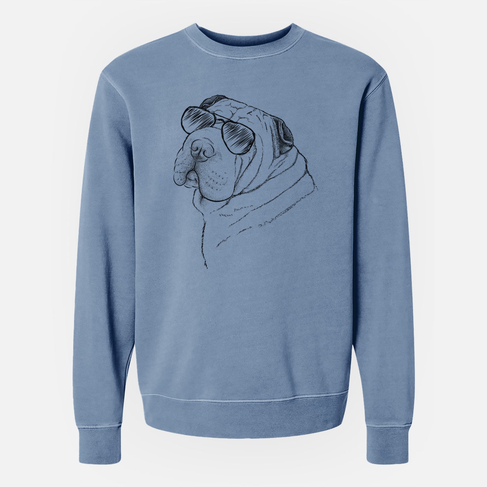 Aviator Maximus the Shar Pei - Unisex Pigment Dyed Crew Sweatshirt