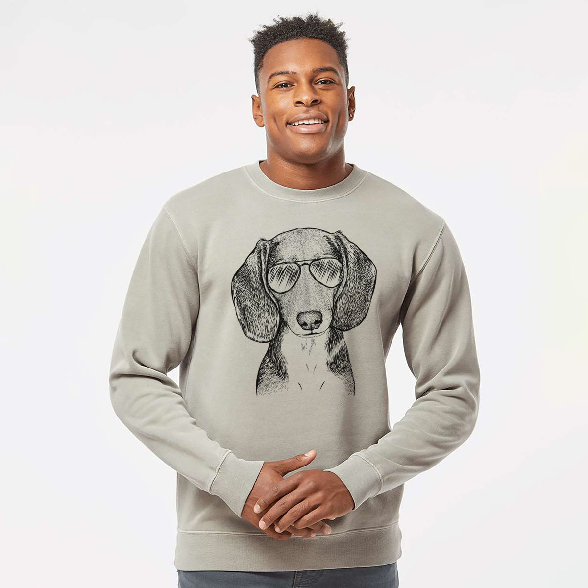 Aviator Mayor Andy the Beagle - Unisex Pigment Dyed Crew Sweatshirt