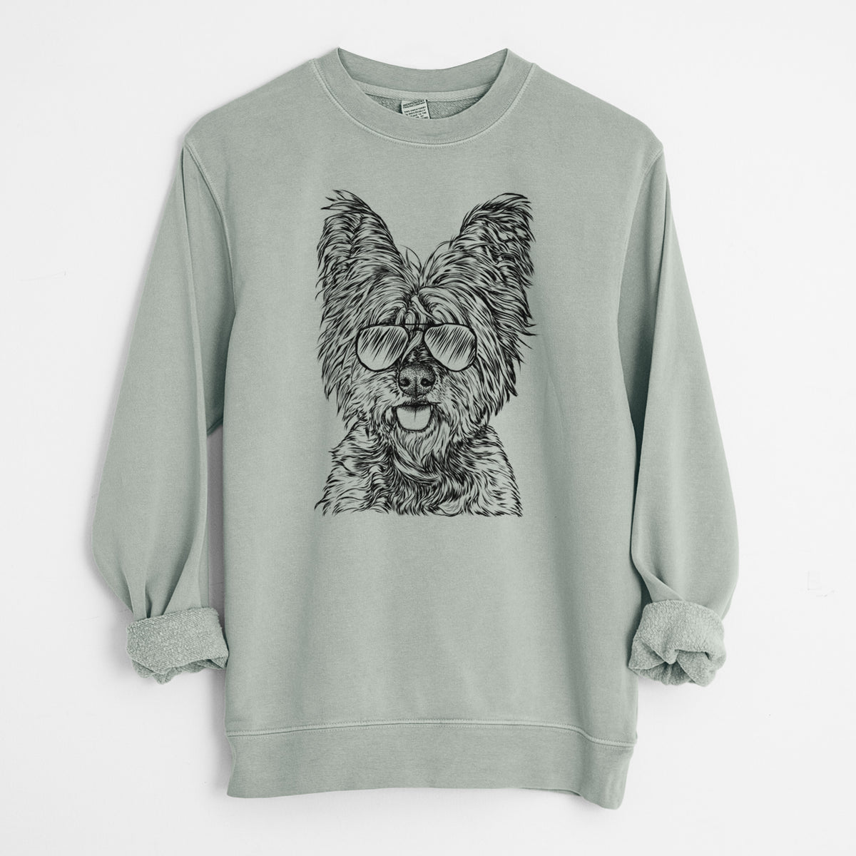 Aviator McDuff the Cairn Terrier - Unisex Pigment Dyed Crew Sweatshirt