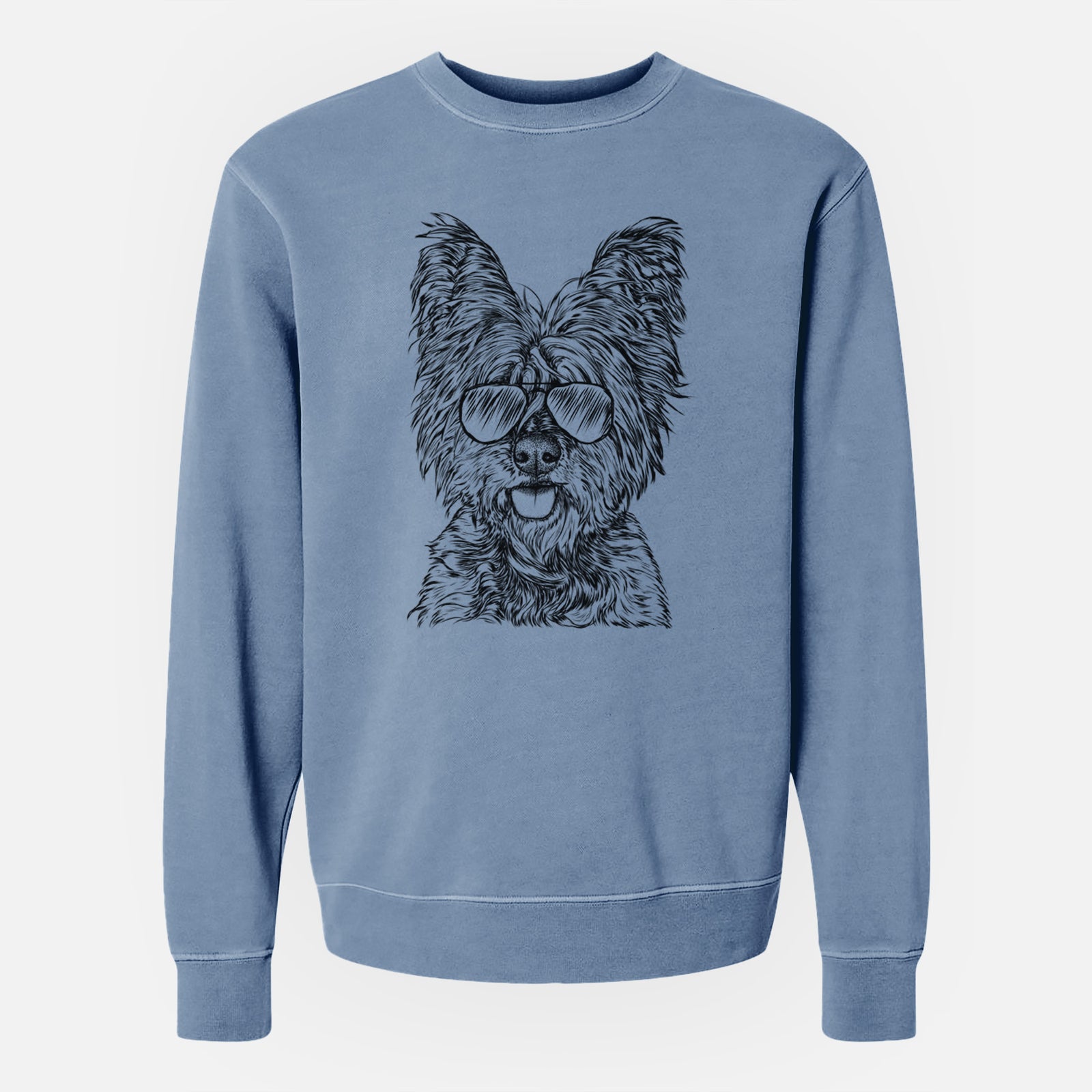Aviator McDuff the Cairn Terrier - Unisex Pigment Dyed Crew Sweatshirt