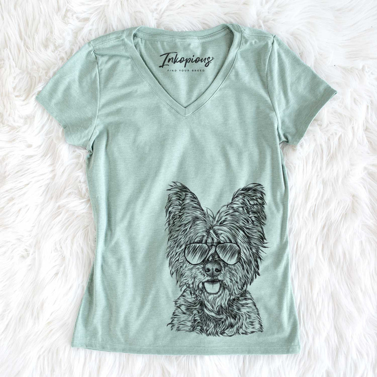 Aviator McDuff the Cairn Terrier - Women's V-neck Shirt