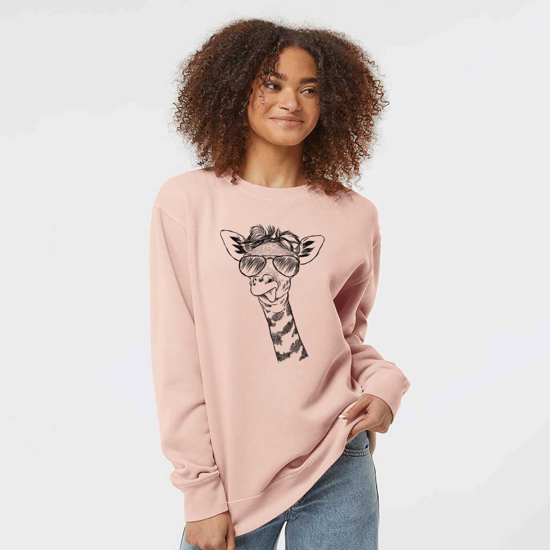 Aviator Mel the Baby Giraffe - Unisex Pigment Dyed Crew Sweatshirt