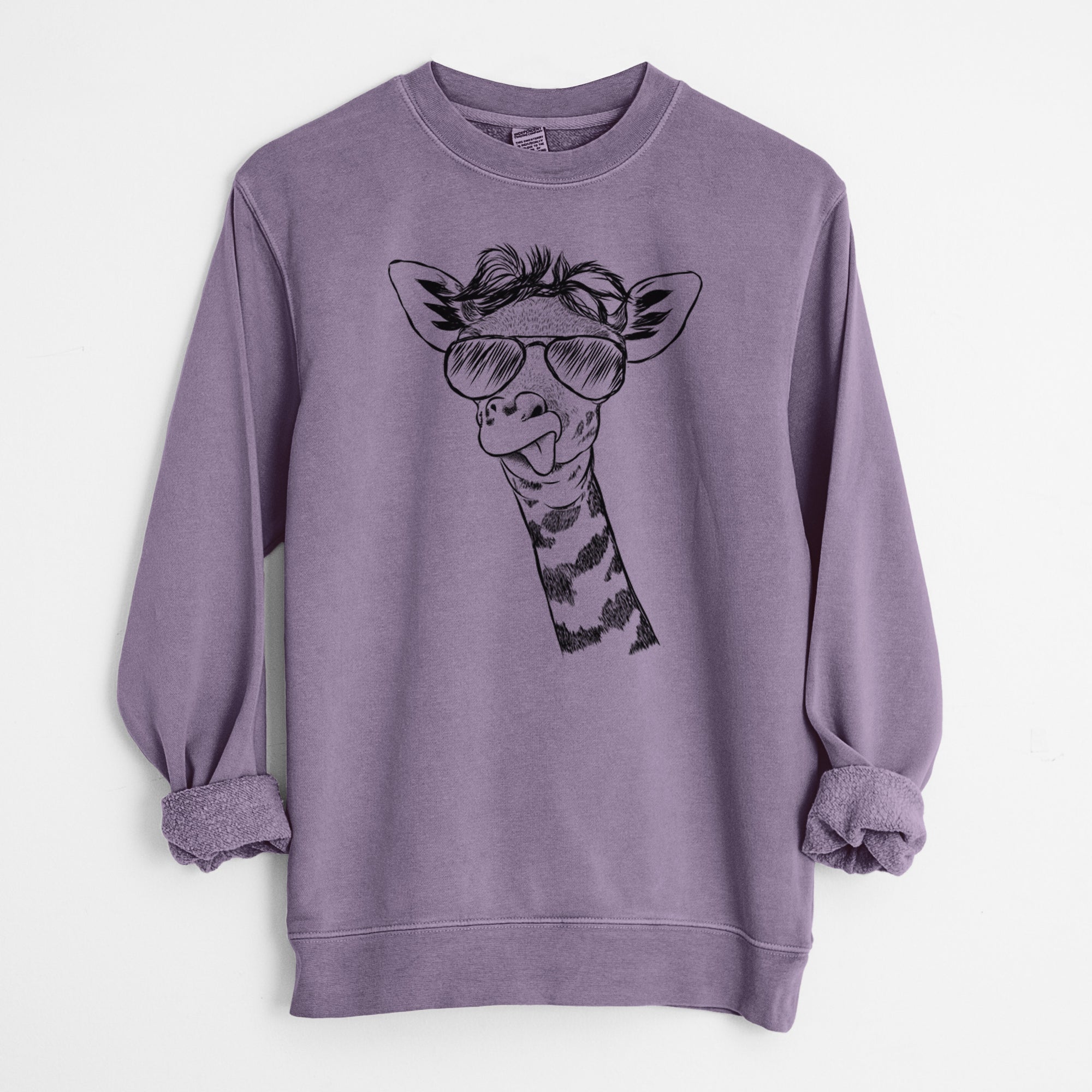 Aviator Mel the Baby Giraffe - Unisex Pigment Dyed Crew Sweatshirt