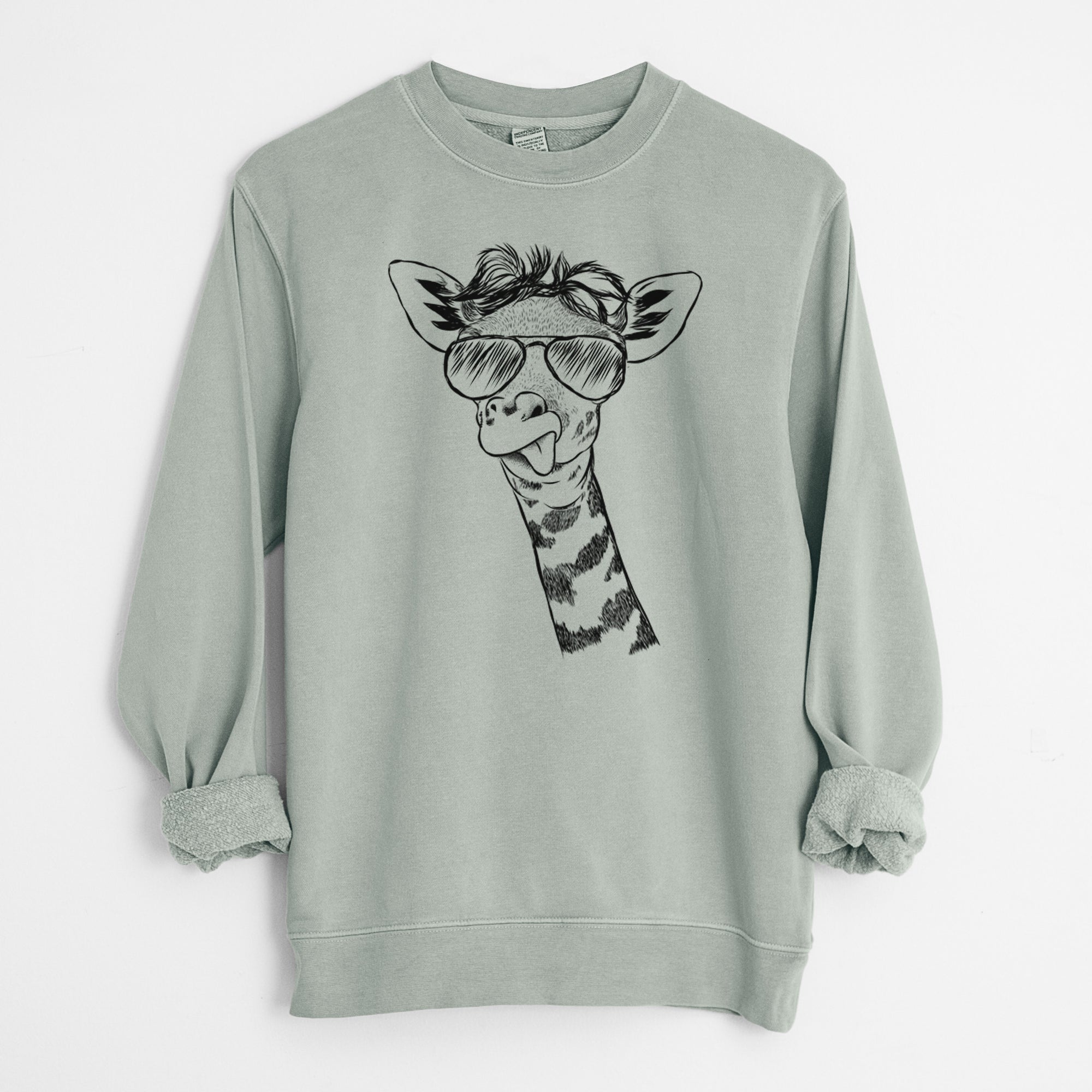 Aviator Mel the Baby Giraffe - Unisex Pigment Dyed Crew Sweatshirt