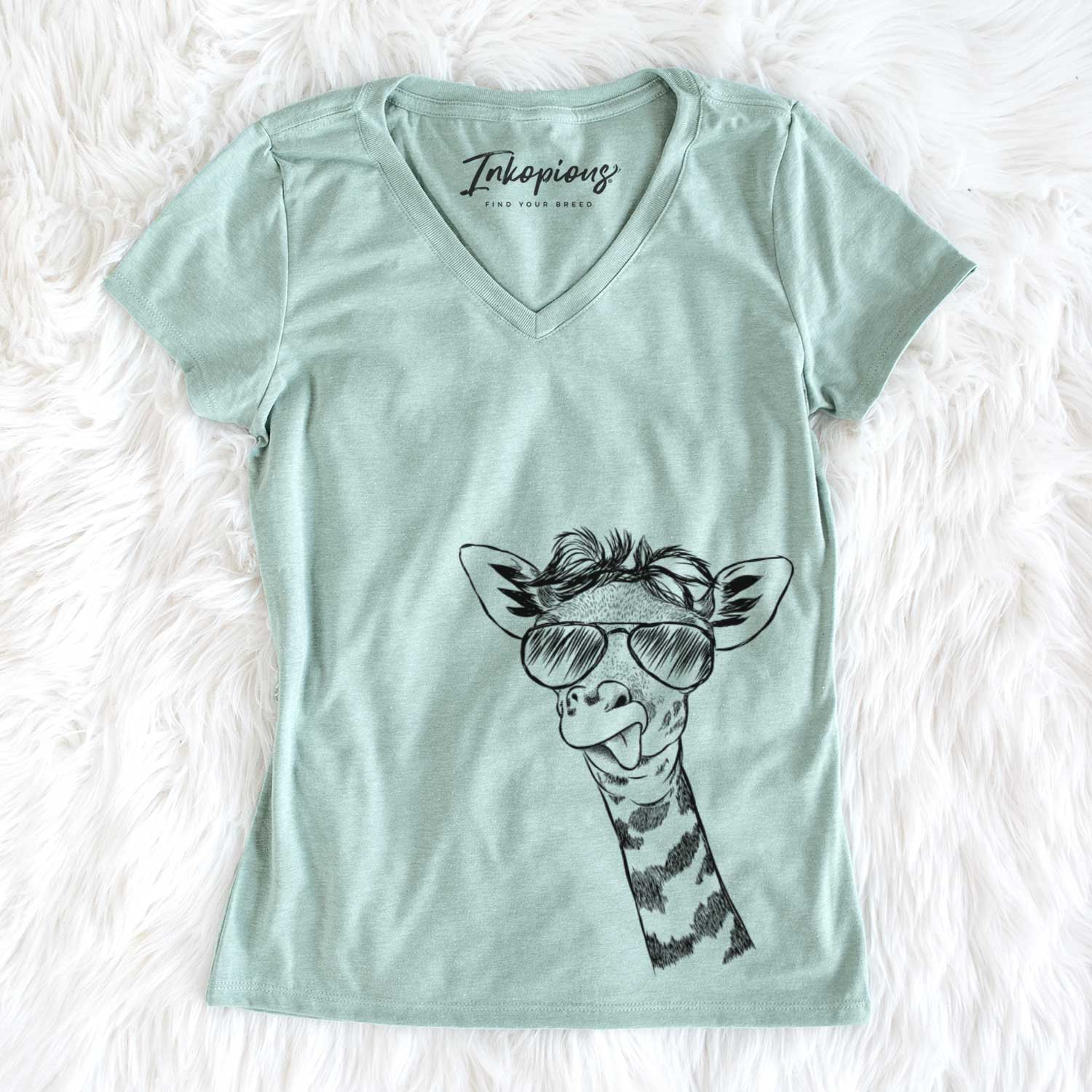 Aviator Mel the Baby Giraffe - Women's V-neck Shirt