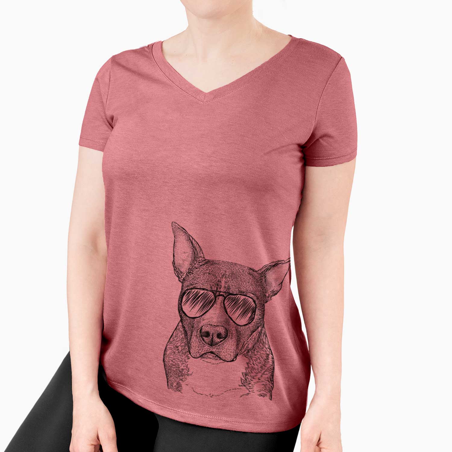 Aviator Mercy the Pitbull - Women's V-neck Shirt