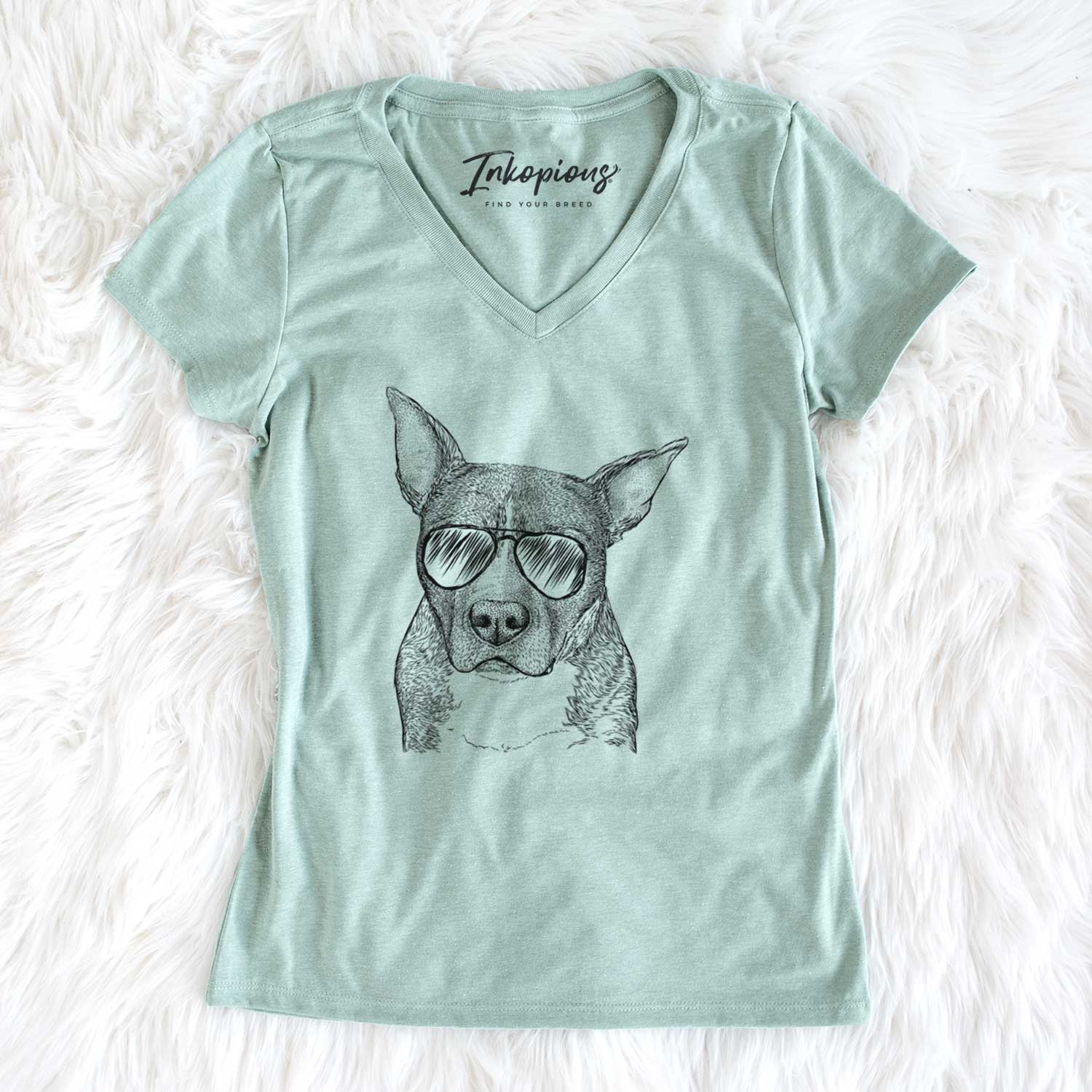 Aviator Mercy the Pitbull - Women's V-neck Shirt